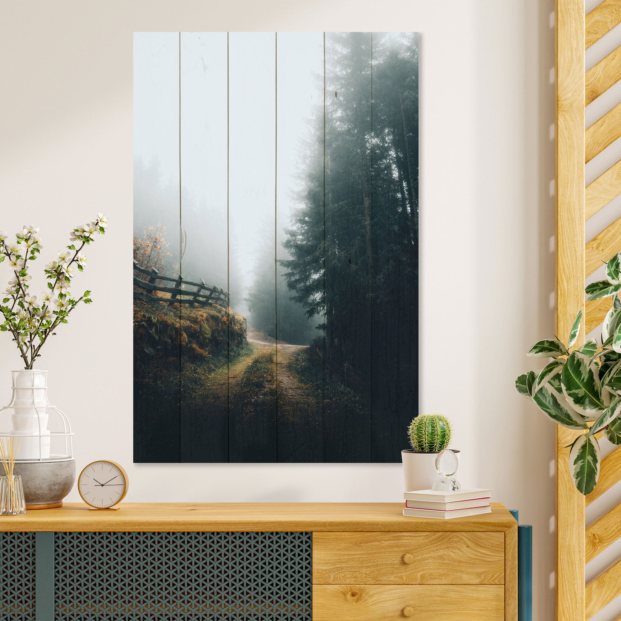 Obraz Wood Foggy Landscape