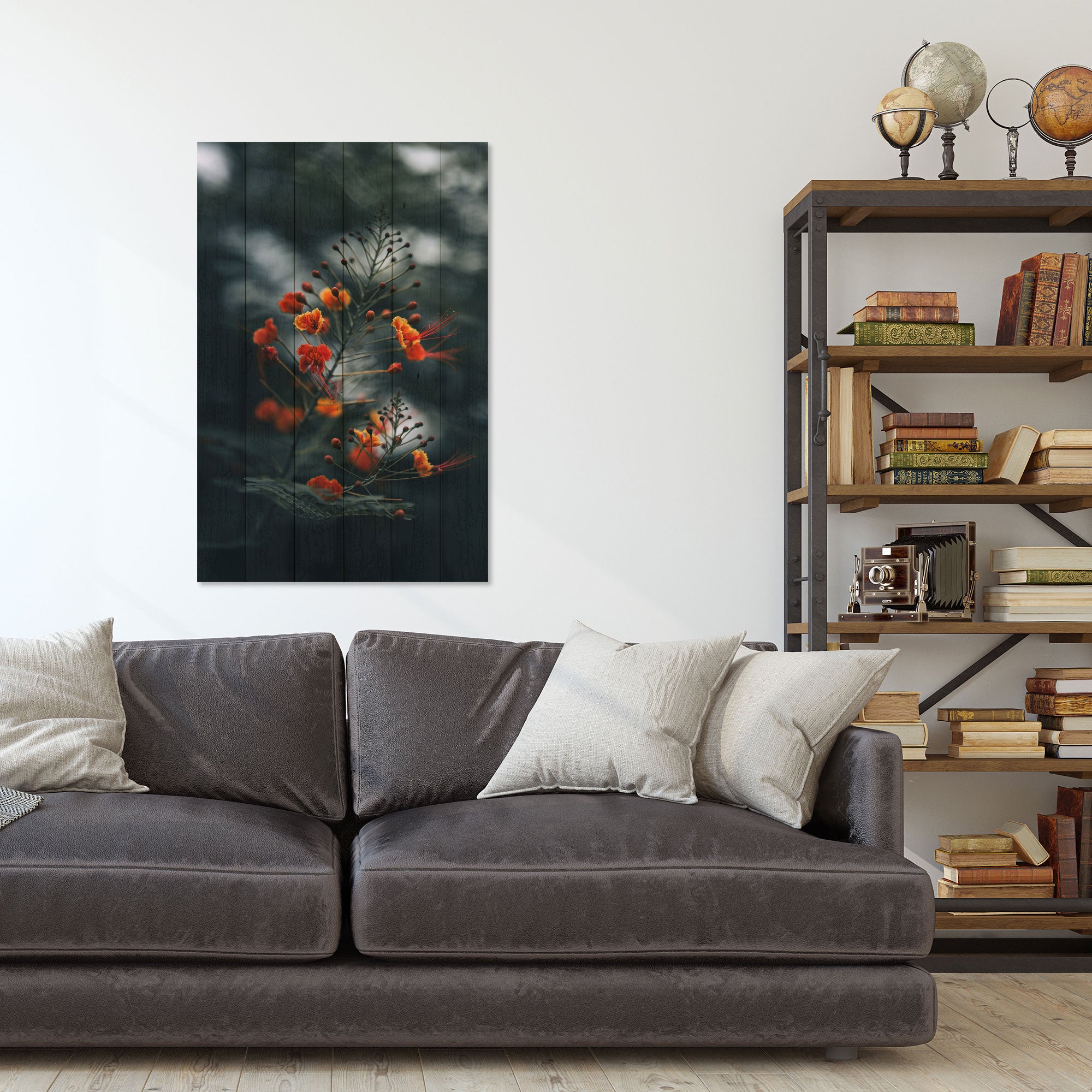 Bild Wood Little Orange Flowers
