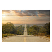 Wood Picture Long Highway Lined With Trees-50x70 cm