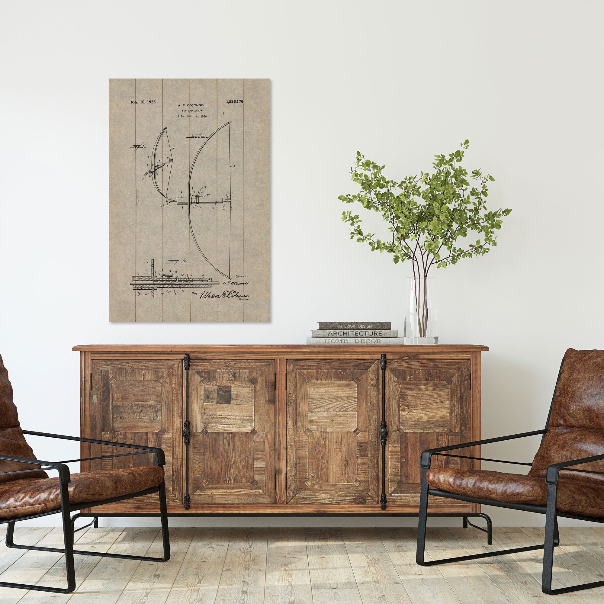 Wood Picture Old Fashioned Bow-30x40 cm