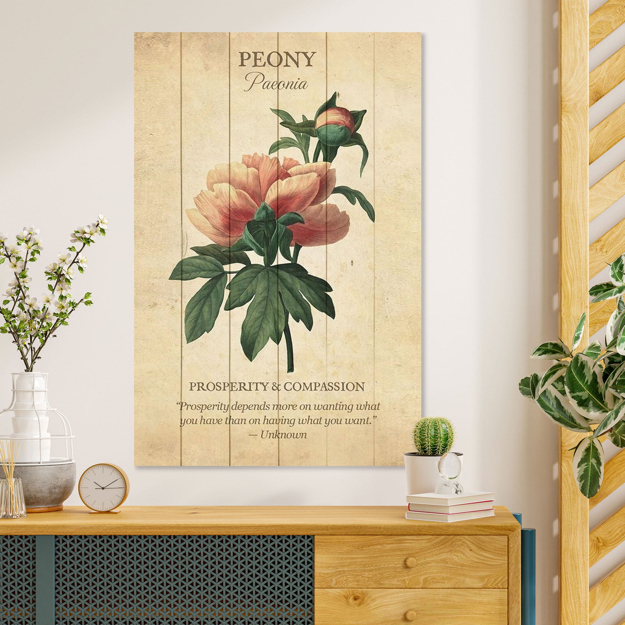 Obraz Wood Peony Flower-20x30 cm