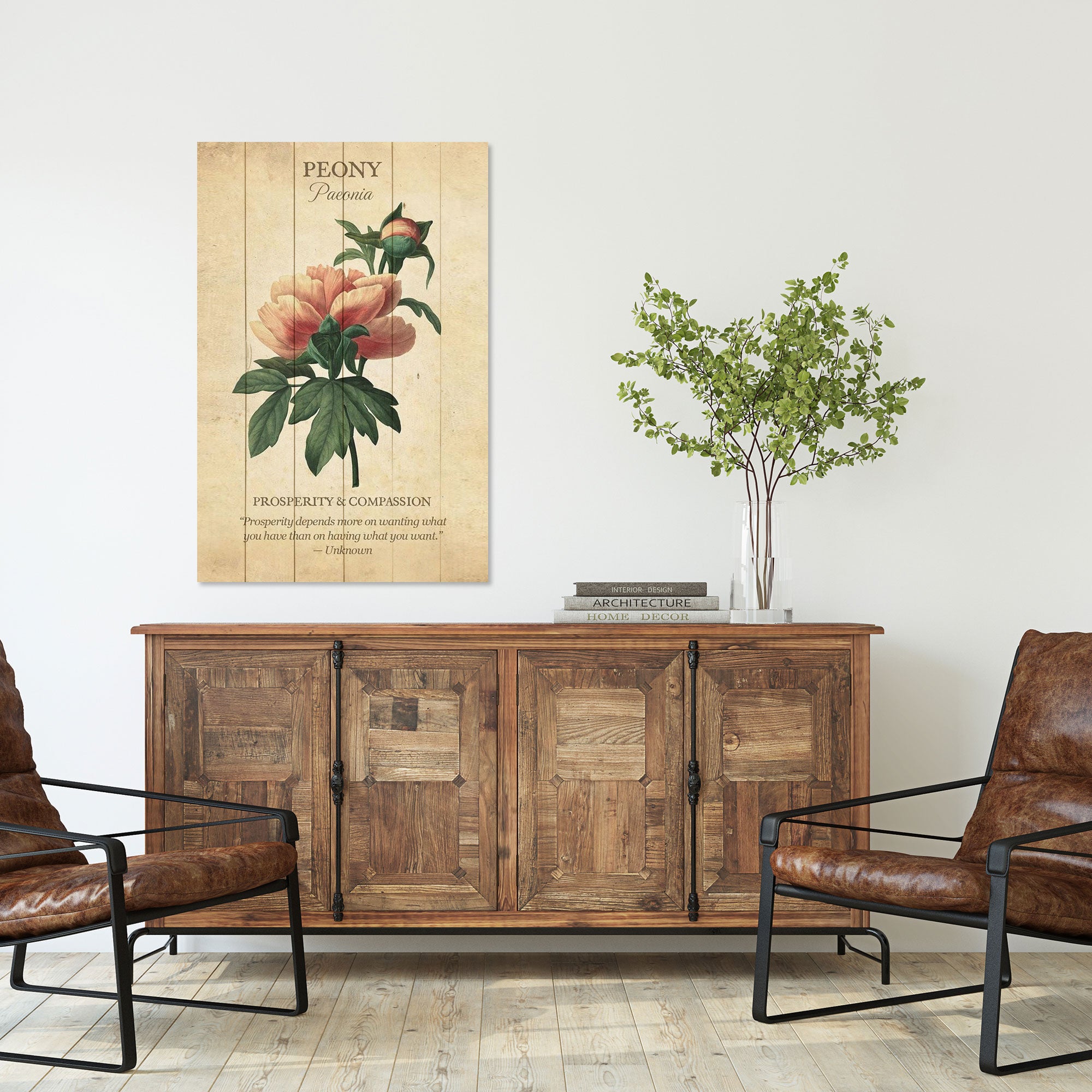 Obraz Wood Peony Flower-20x30 cm