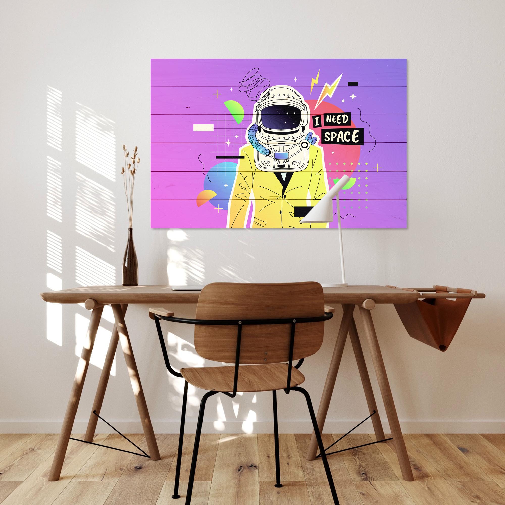 Bild Holz Bunter Kosmonaut