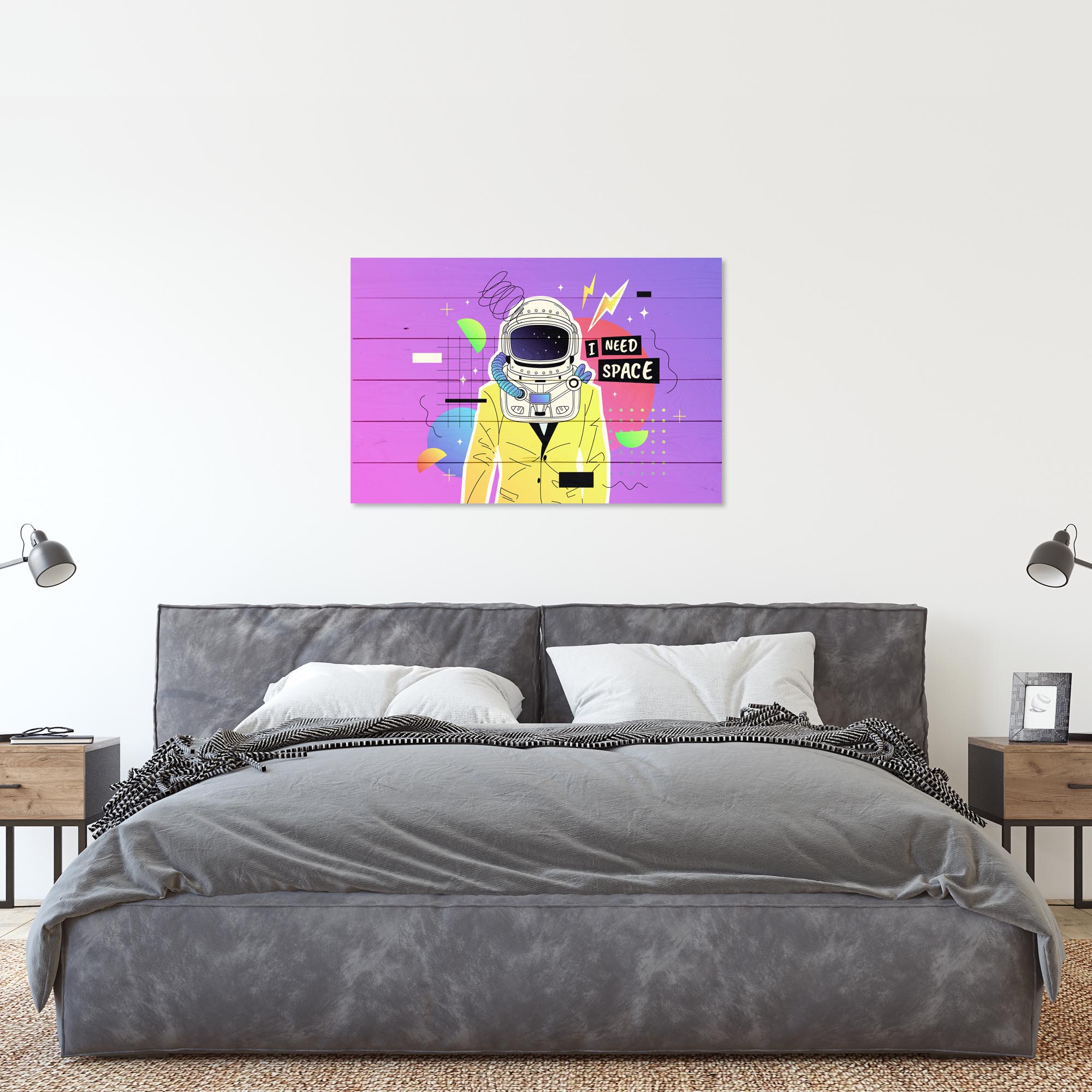 Bild Holz Bunter Kosmonaut