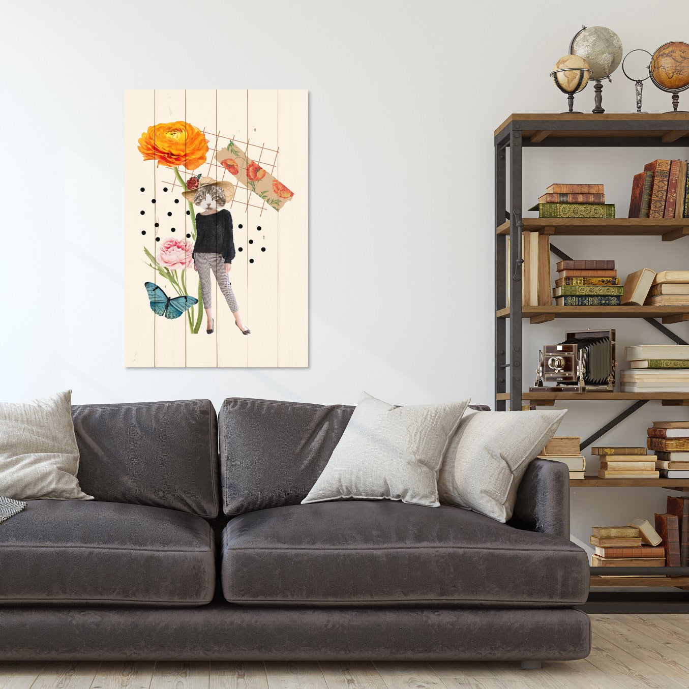 Obraz Dřevo Ženský Estetický Prvek Kočka-40x60 cm