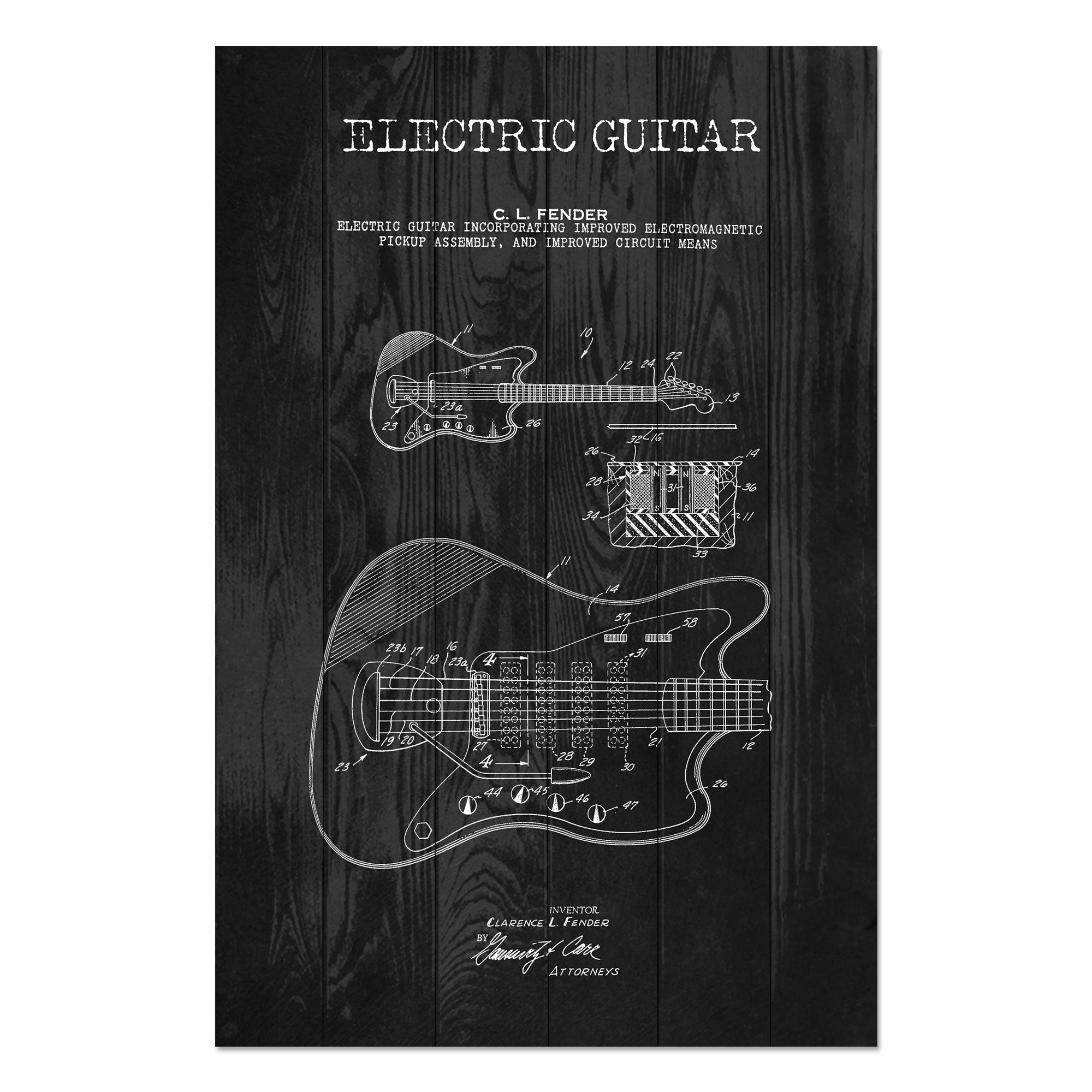 Bild Wood E-Gitarre Schwarz-30x40 cm
