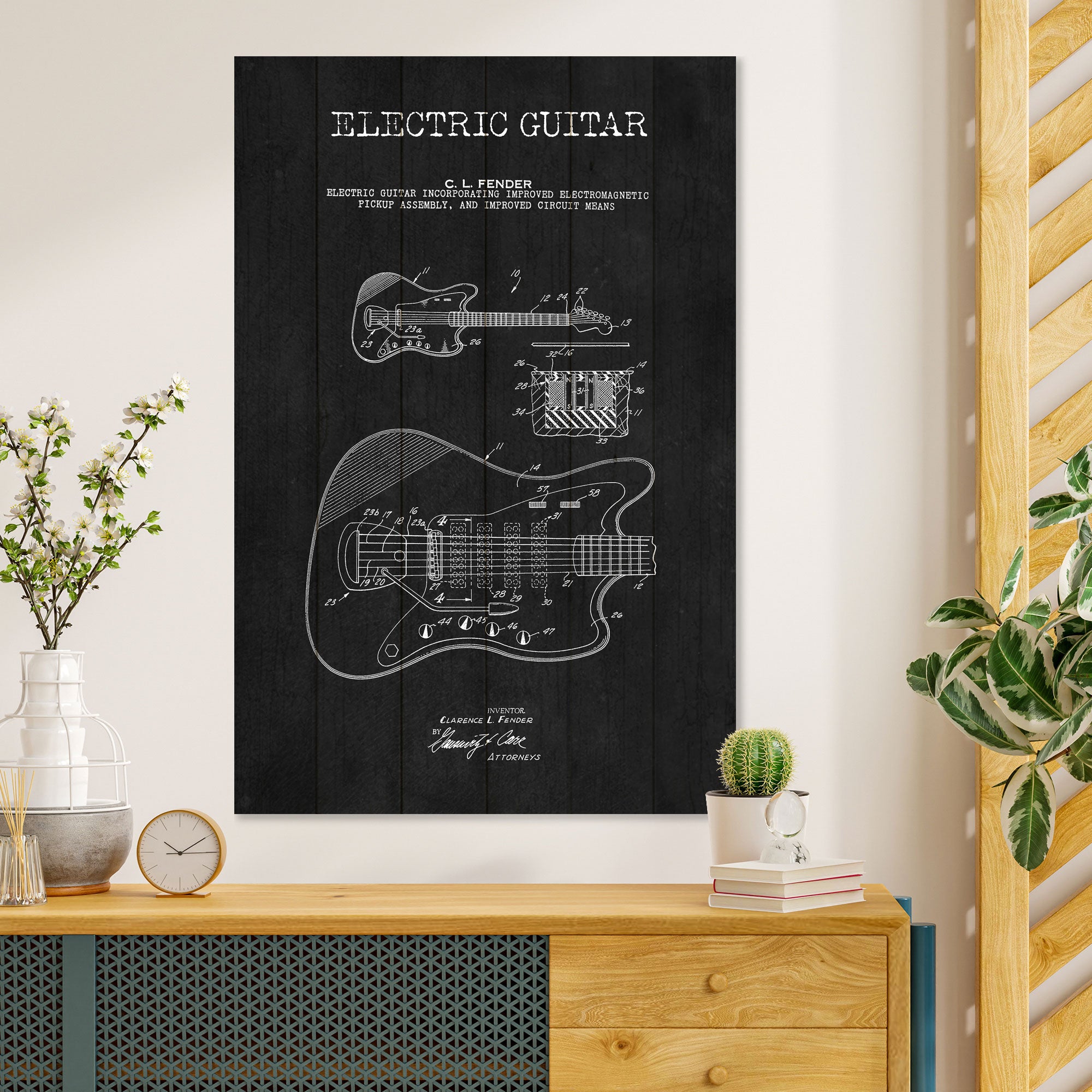 Bild Wood E-Gitarre Schwarz-30x40 cm