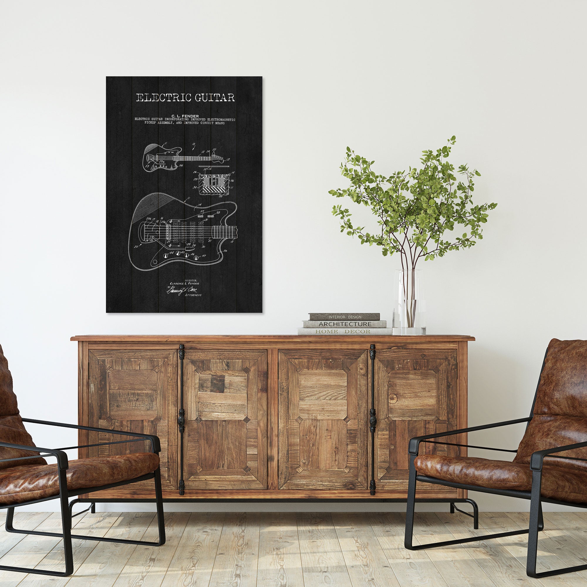 Bild Wood E-Gitarre Schwarz-20x30 cm