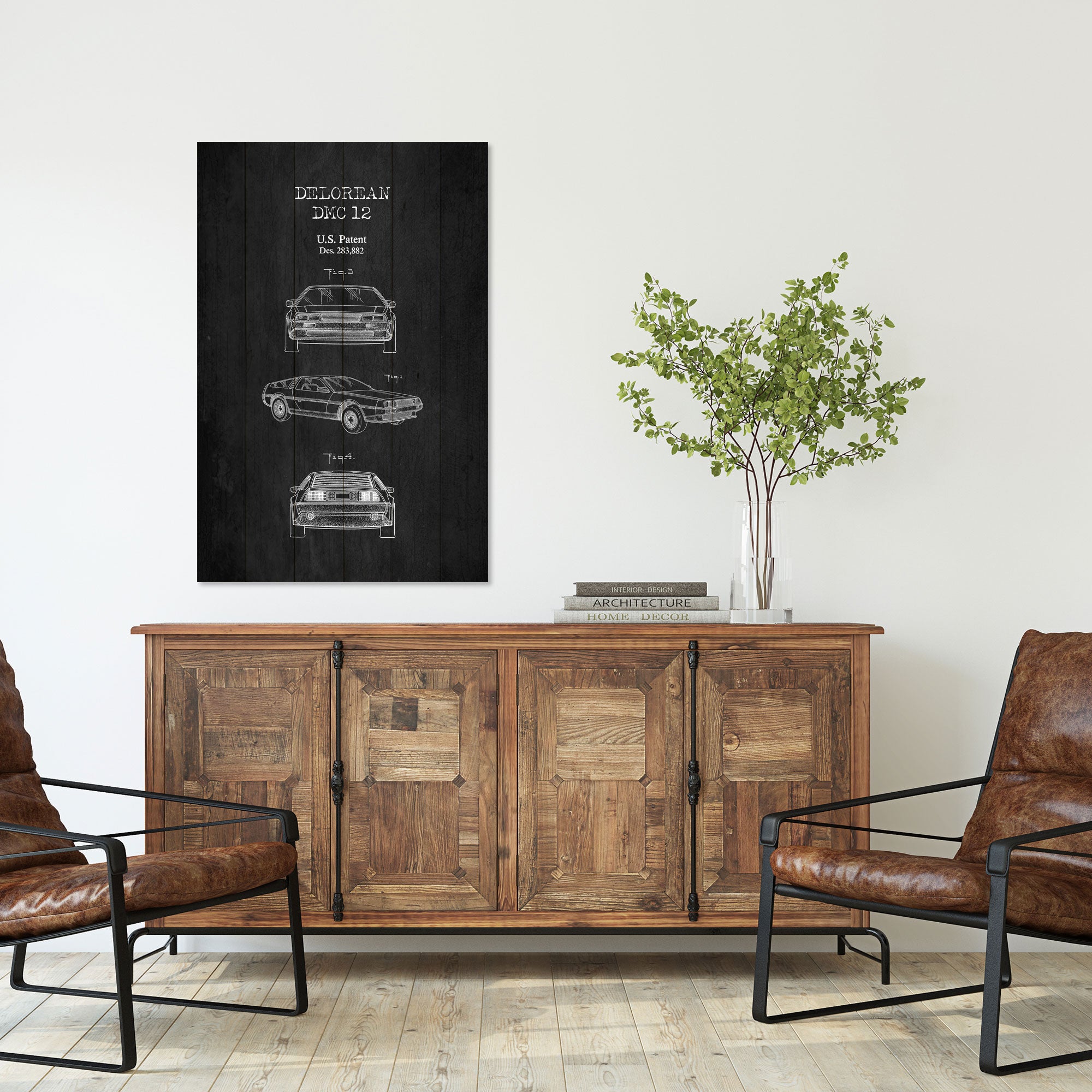 Bild Wood DeLorean Schwarz-50x70 cm