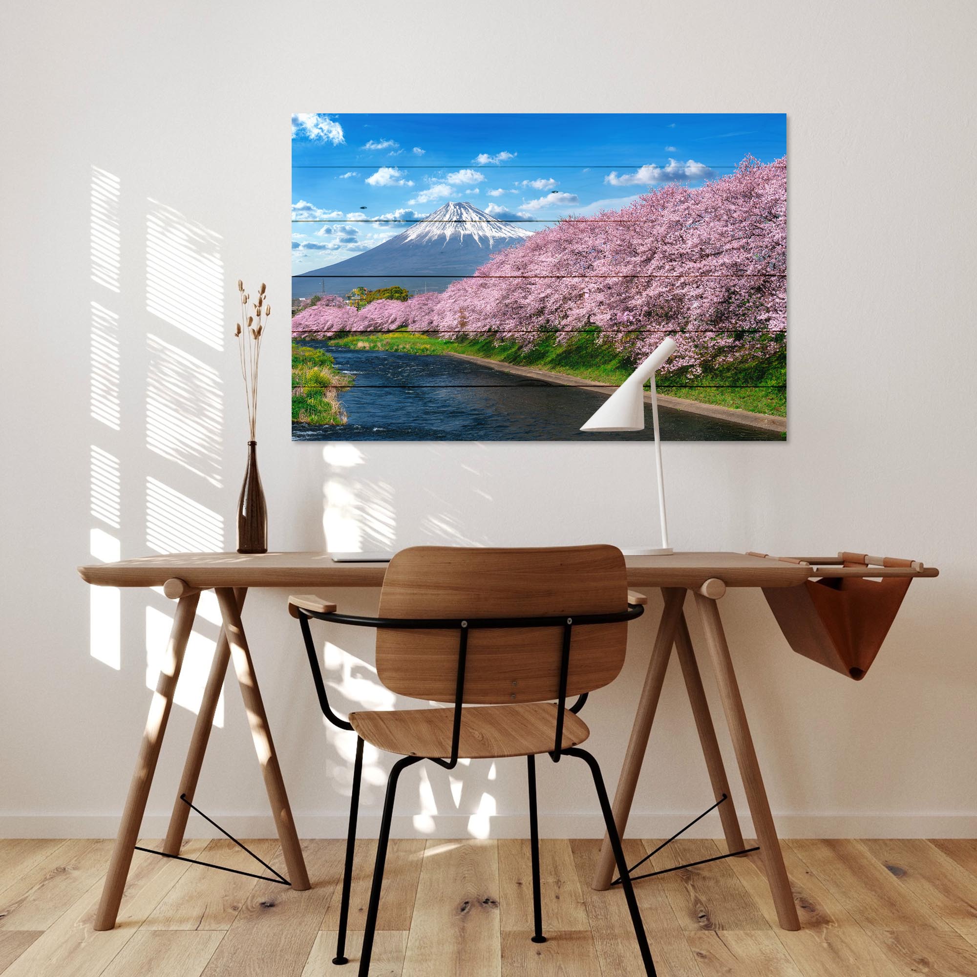 Bild Wood Fuji-Berg im Frühling-40x60 cm