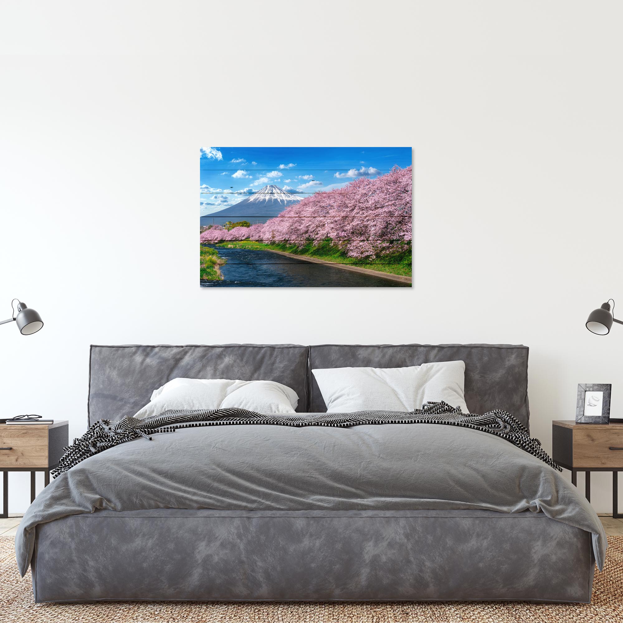 Bild Wood Fuji-Berg im Frühling-60x90 cm