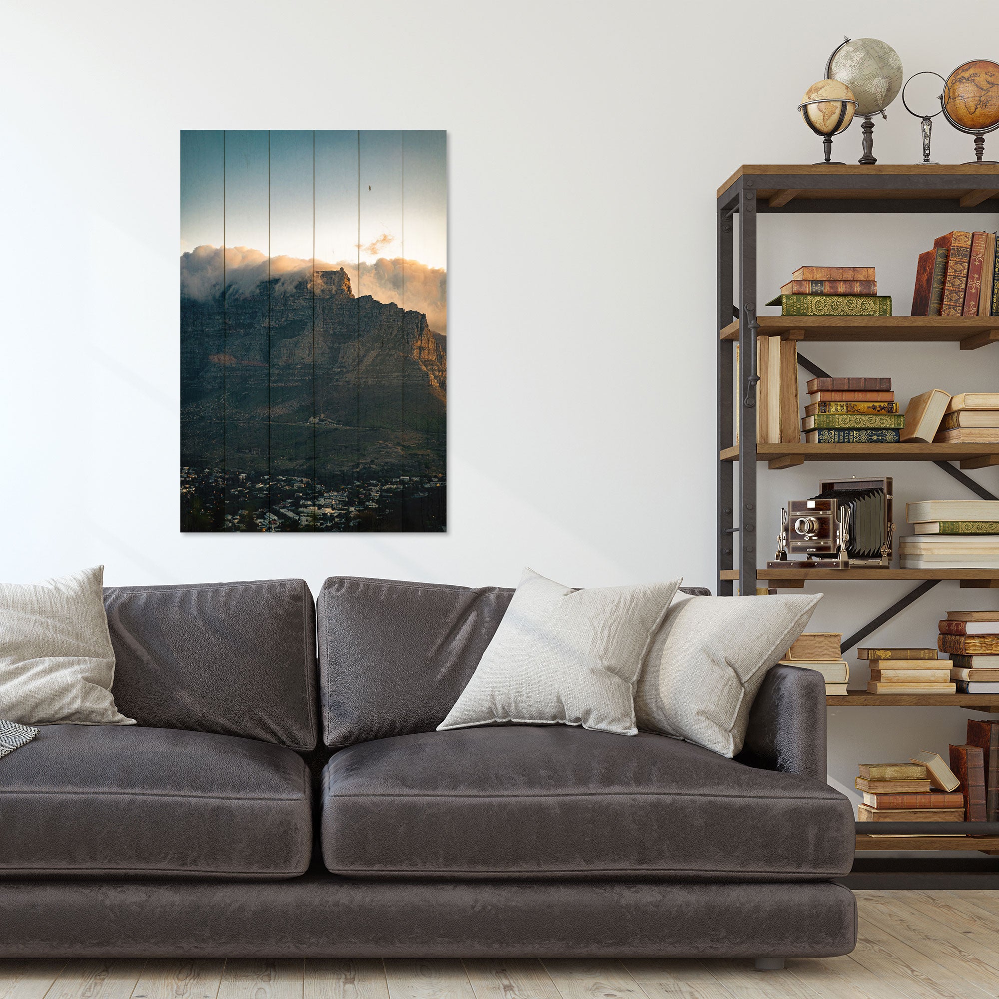 Holzbild Illuminierte Stadt