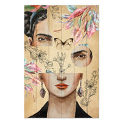 Wood Picture Frida and Flower Collage-30x40 cm