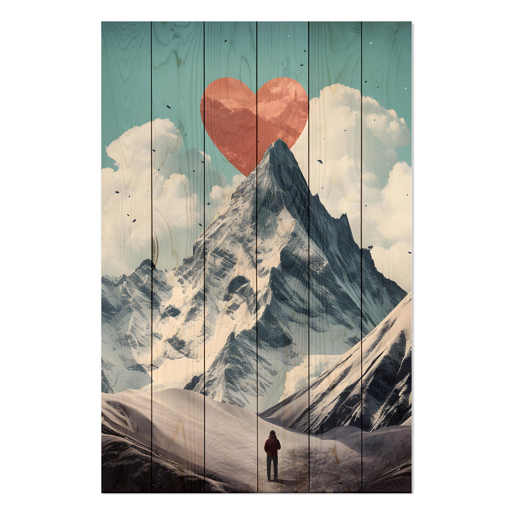 Obraz Wood Mé srdce je v horách-60x90 cm