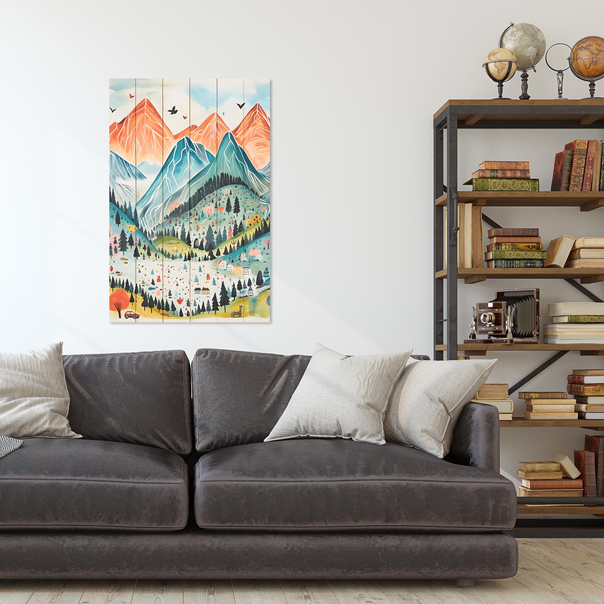 Wood Picture Mountains Watercolor