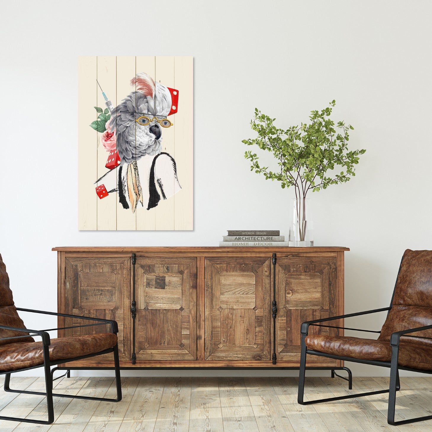Bild Wood Antiker Papagei-60x90 cm