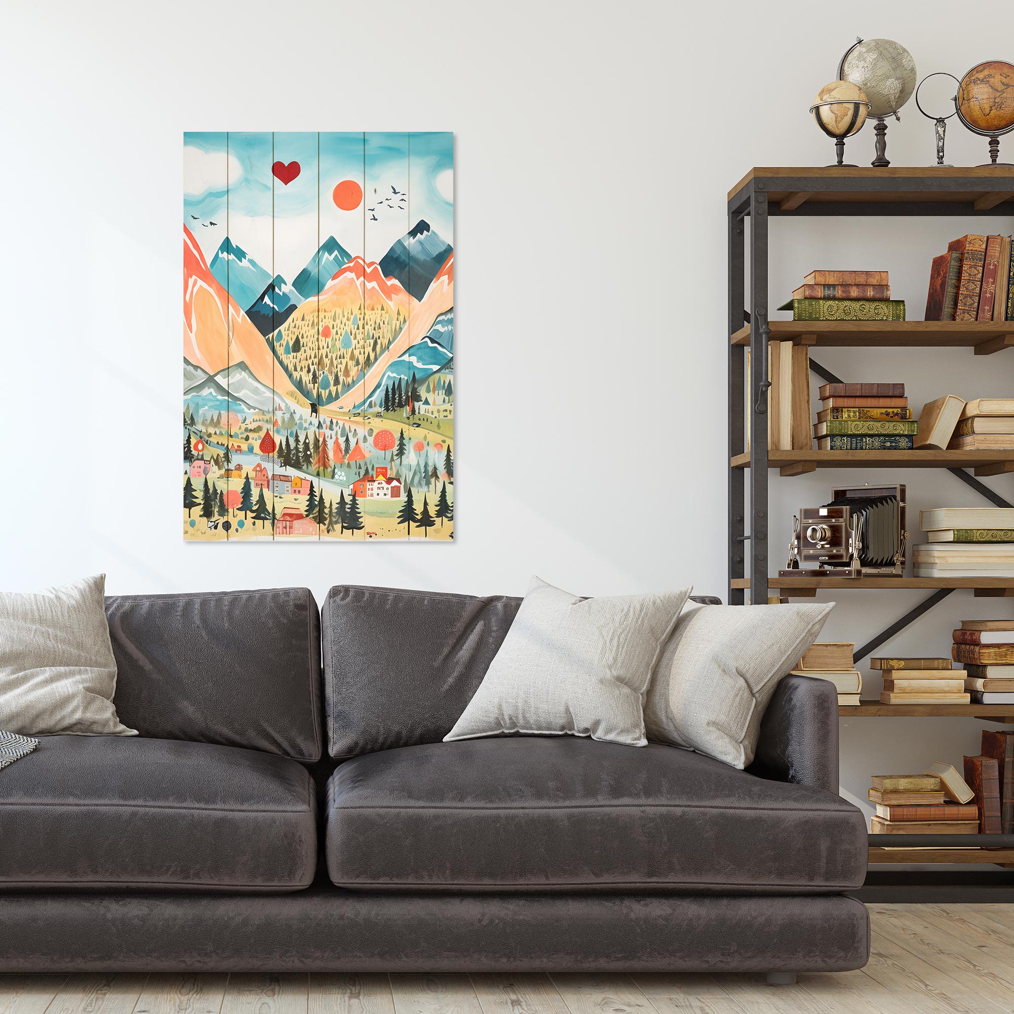 Bild Wood Mountains Pastell Aquarell-60x90 cm
