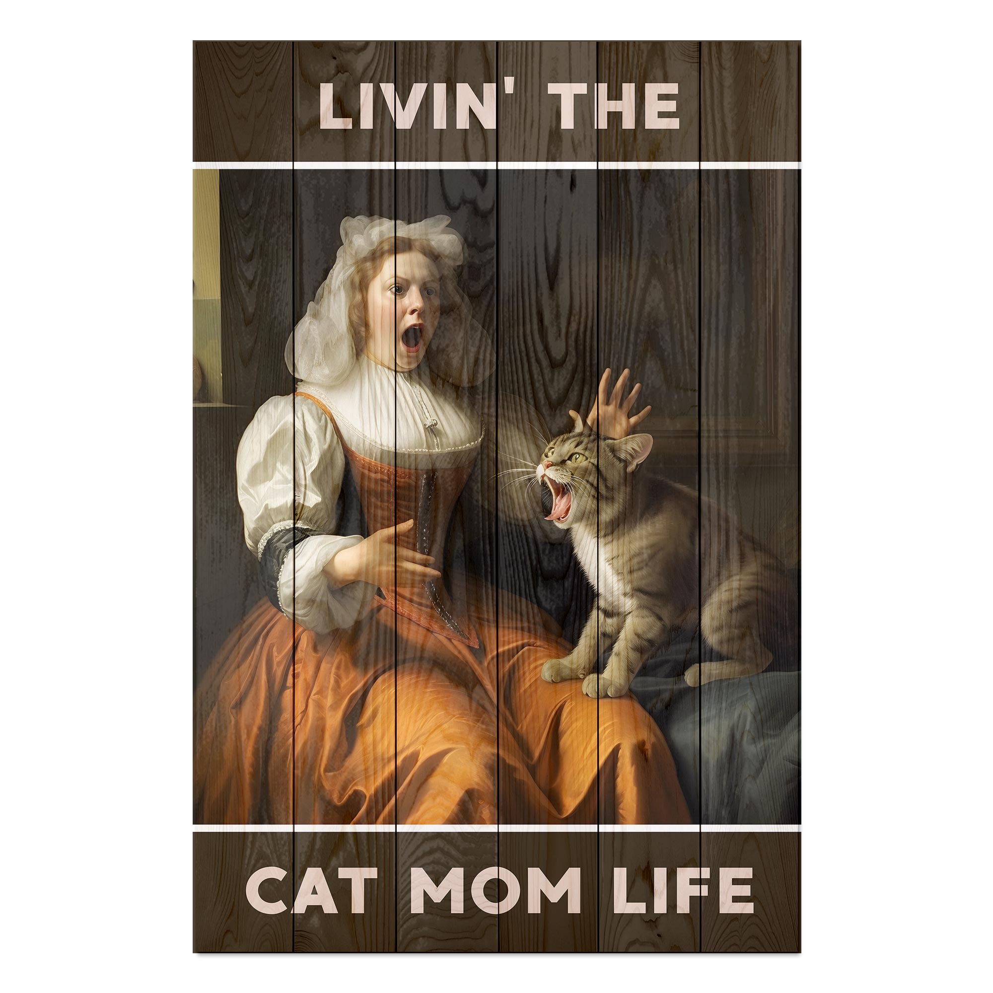 Wood Picture Livin' the cat mom life-20x30 cm