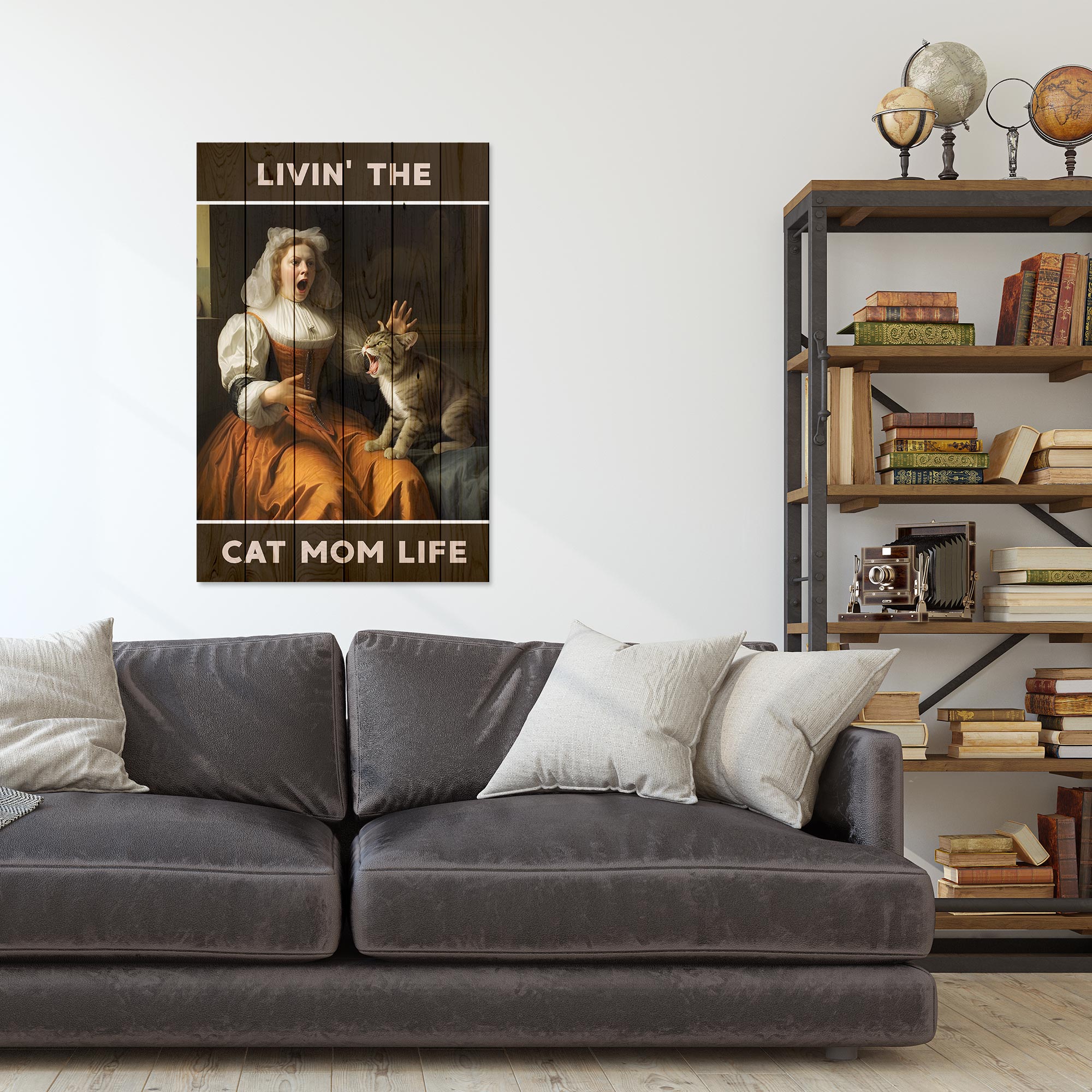 Wood Picture Livin' the cat mom life-20x30 cm