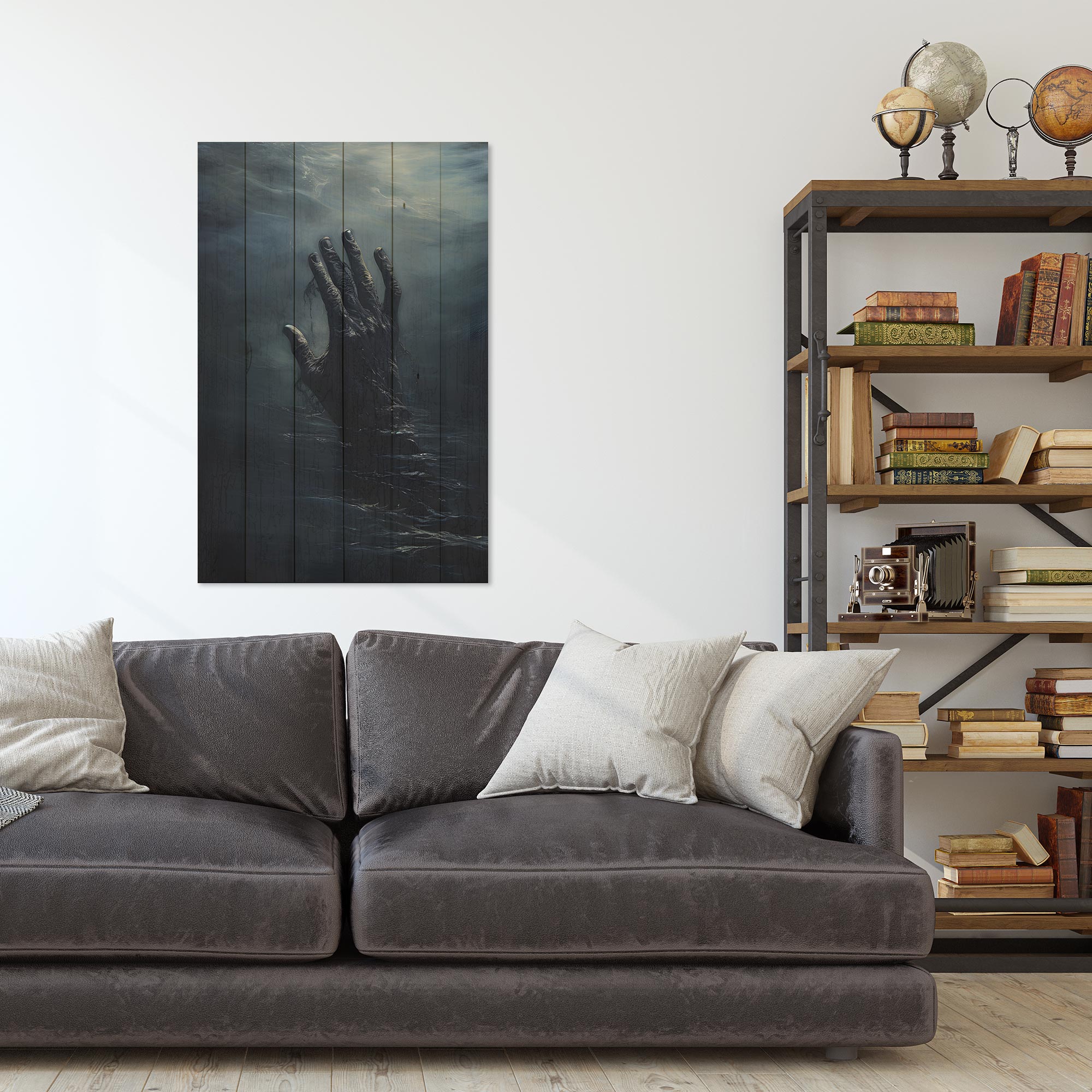 Bild Wood Hand Dunkles Wasser-30x30 cm