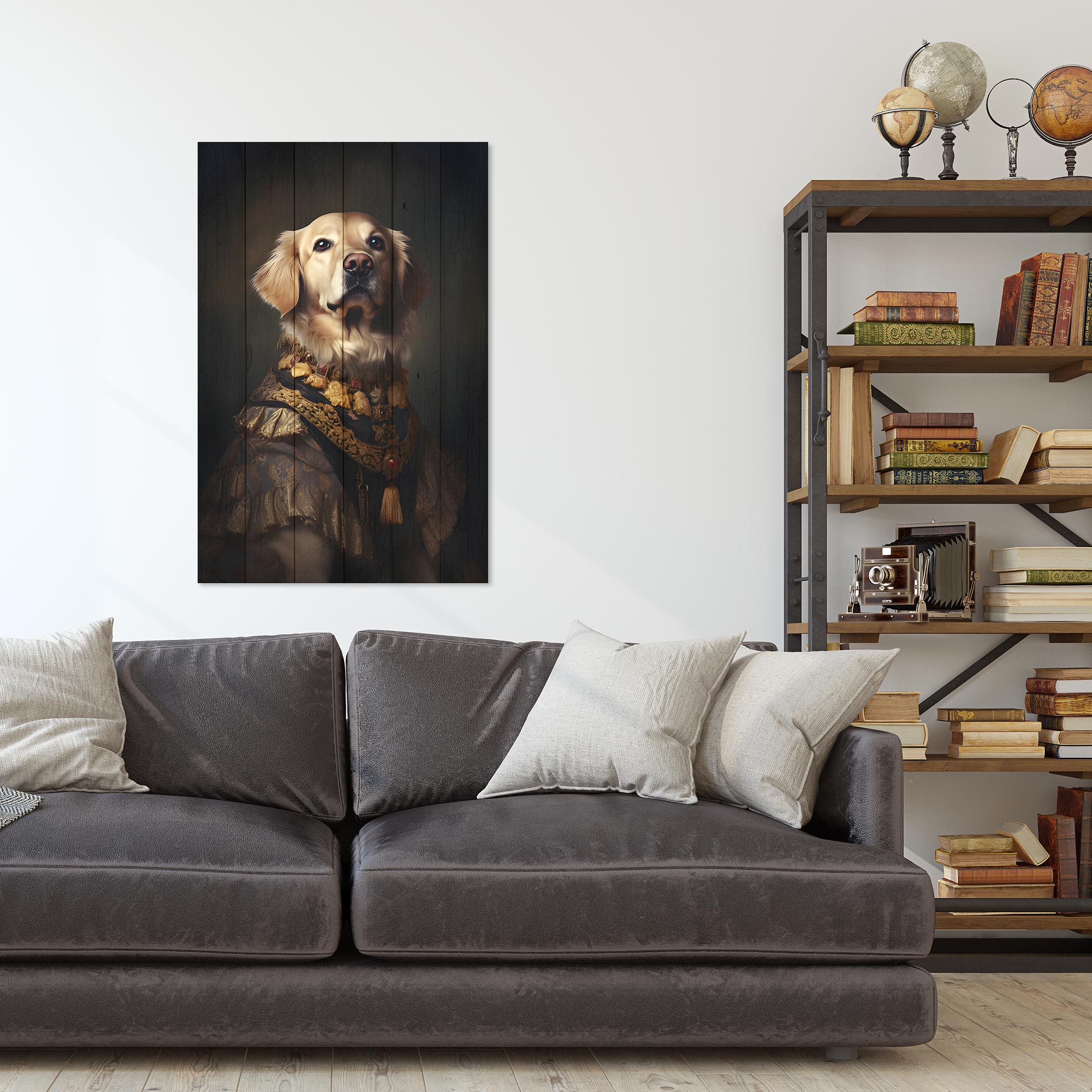 Obraz Wood Zlatý retríver-20x30 cm