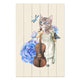 Bild Wood Katze mit Geige in Blumen-30x30 cm