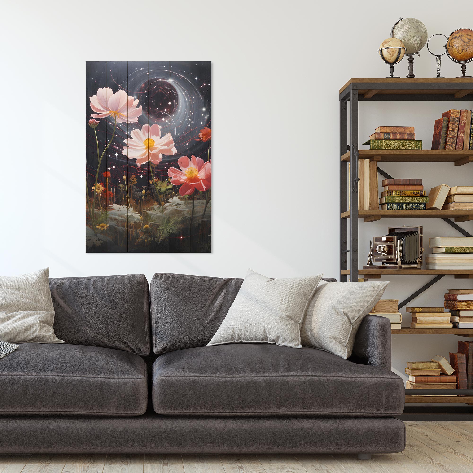 Bild Wood Galaktische Blumen-40x60 cm