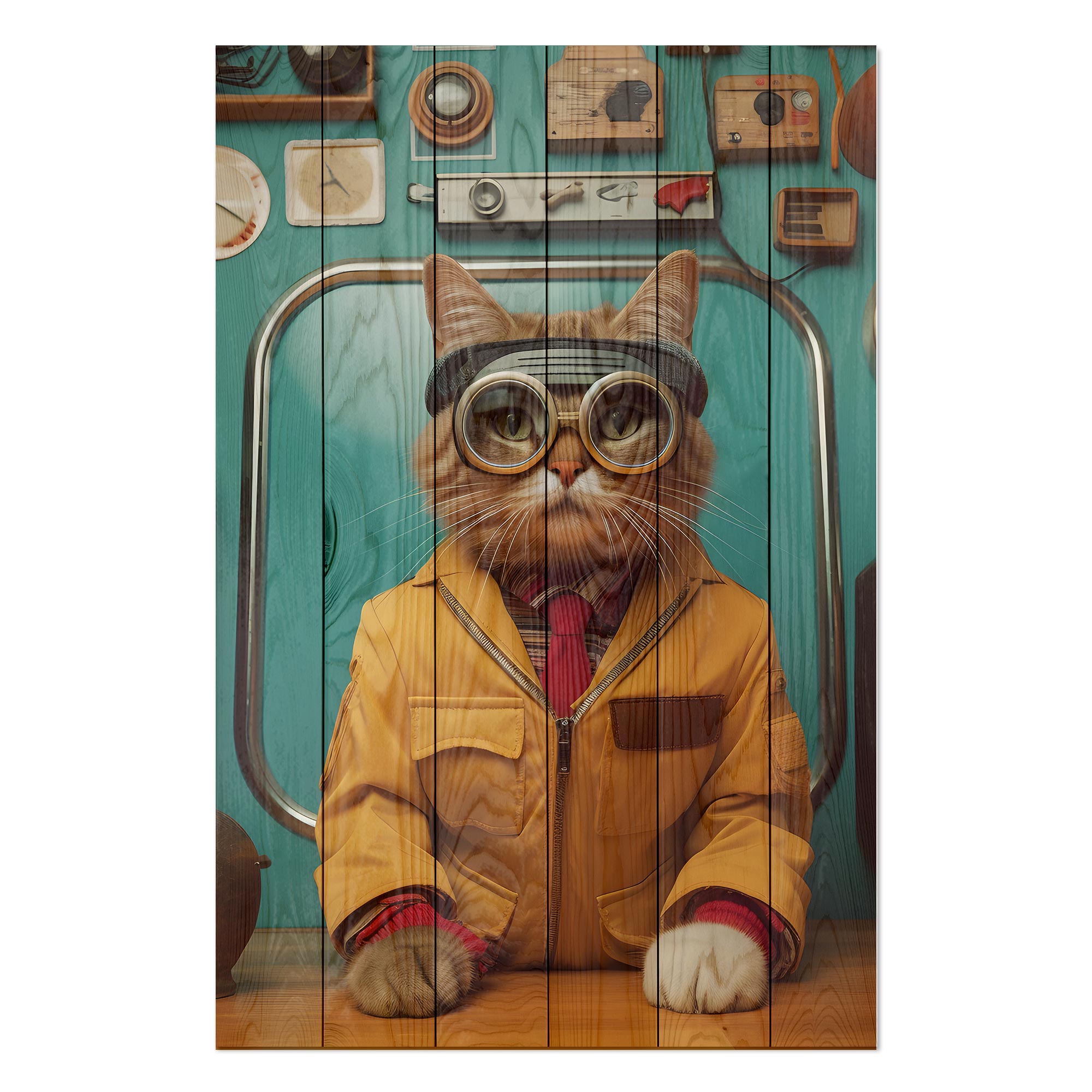 Bild Wood Ingenieur Katze