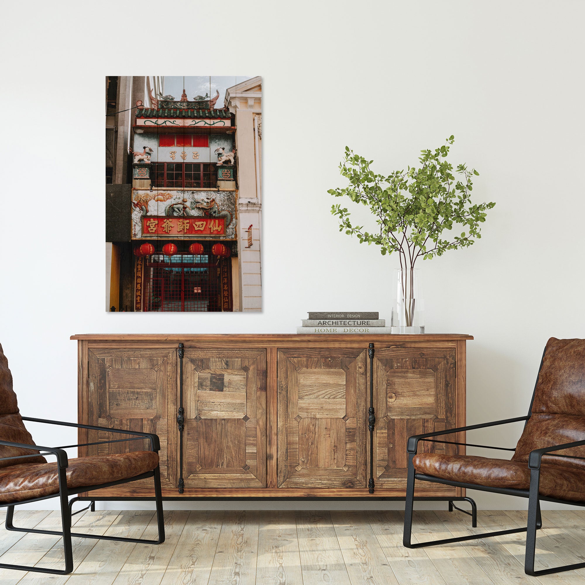 Bild Wood Chinesisches Stadthaus-60x90 cm