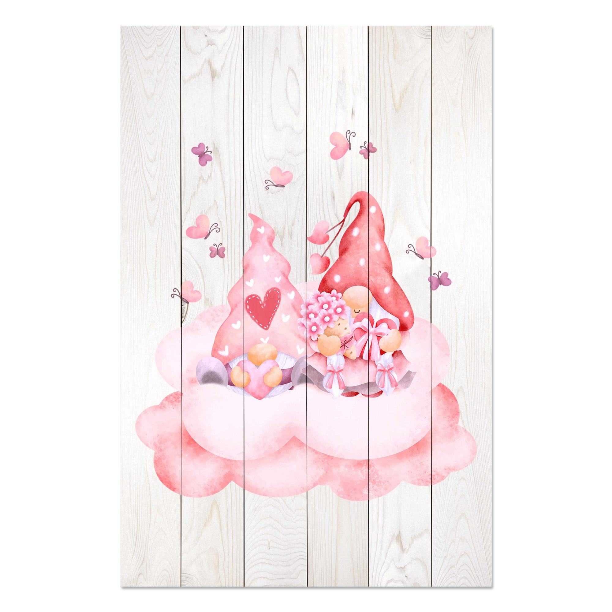 Bild Wood Pink Gnome Couple-50x70 cm