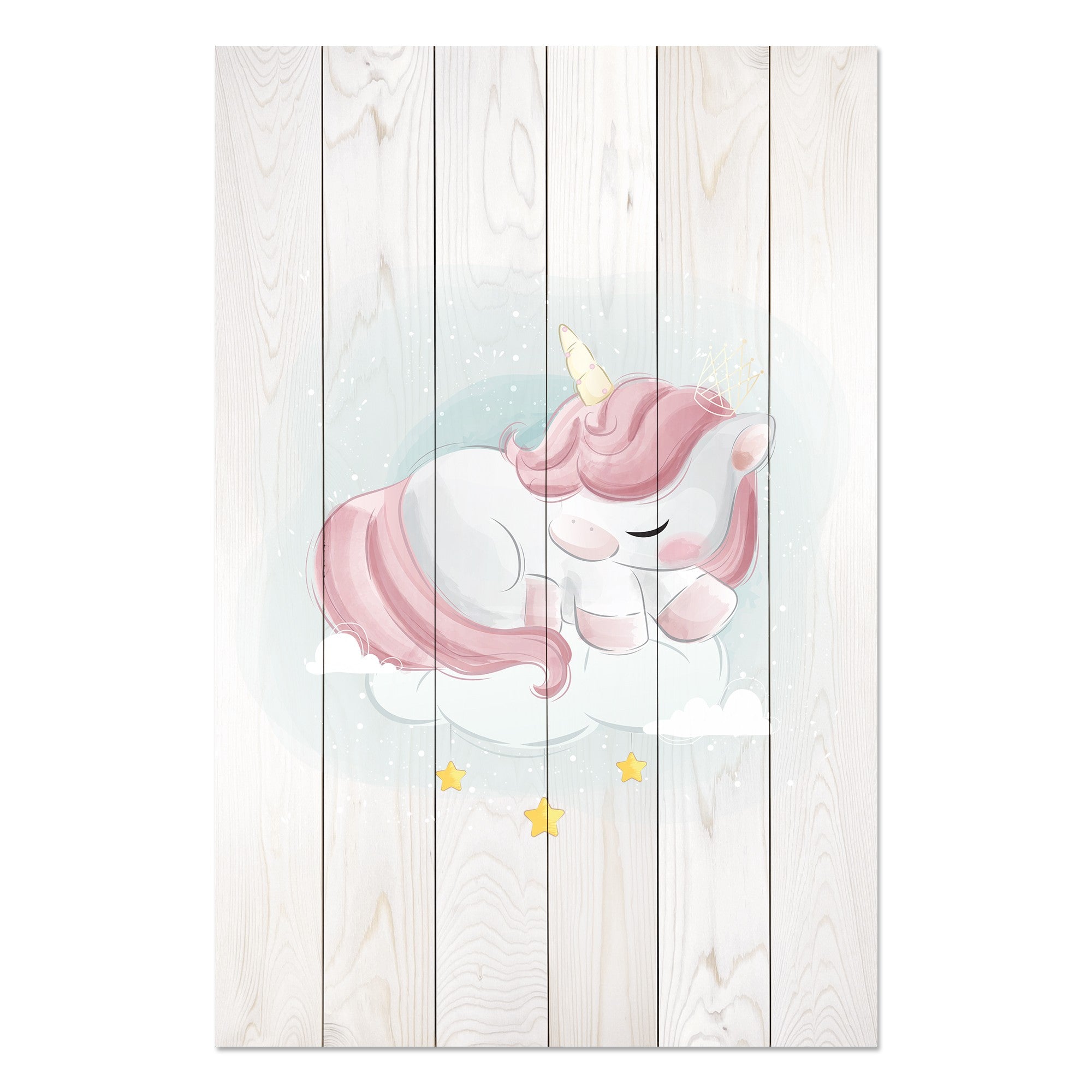 Obraz Wood Sweet Unicorn Sleeping Cloud-50x70 cm