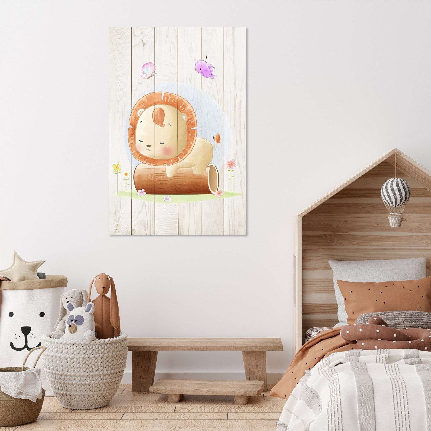 Wood Picture Sleepy Little Lion