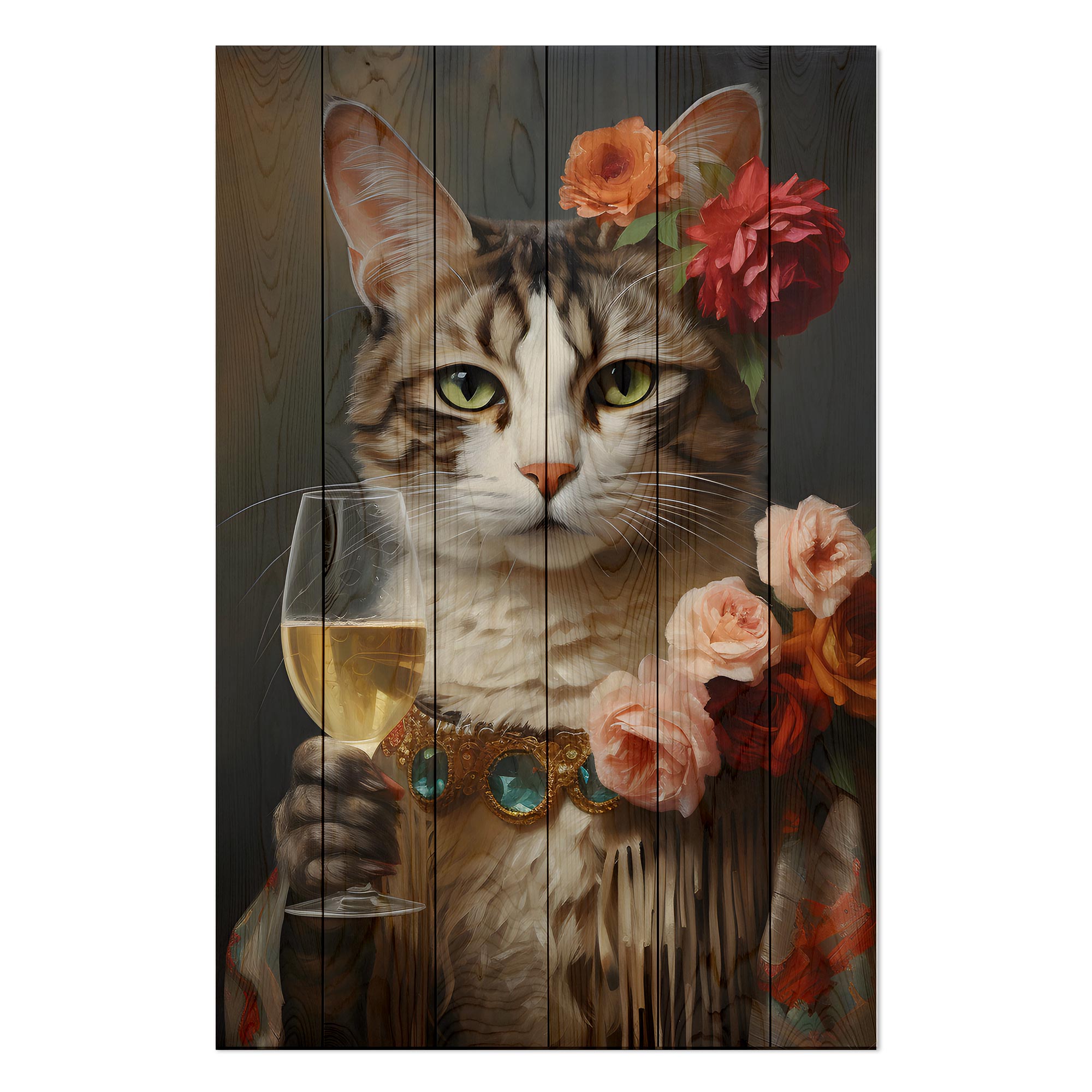 Bild Wood Cheers Katze-30x40 cm