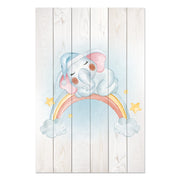 Bild Wood Kleiner Elefant auf dem Regenbogen-40x60 cm