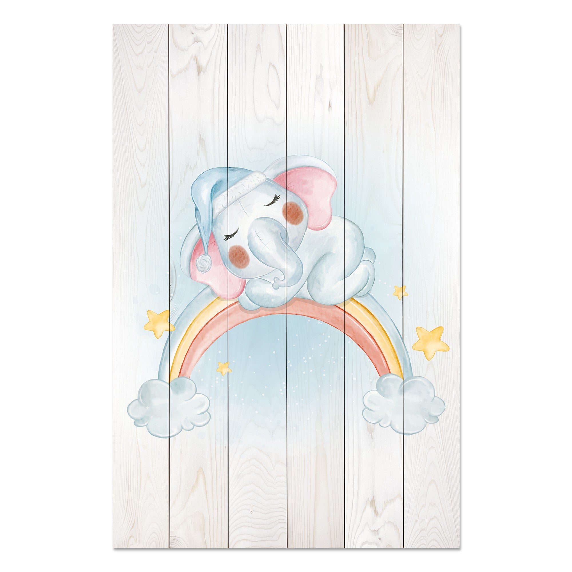 Bild Wood Kleiner Elefant auf dem Regenbogen