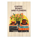 Bild Wood Kaffee Bücher Blumen-30x40 cm