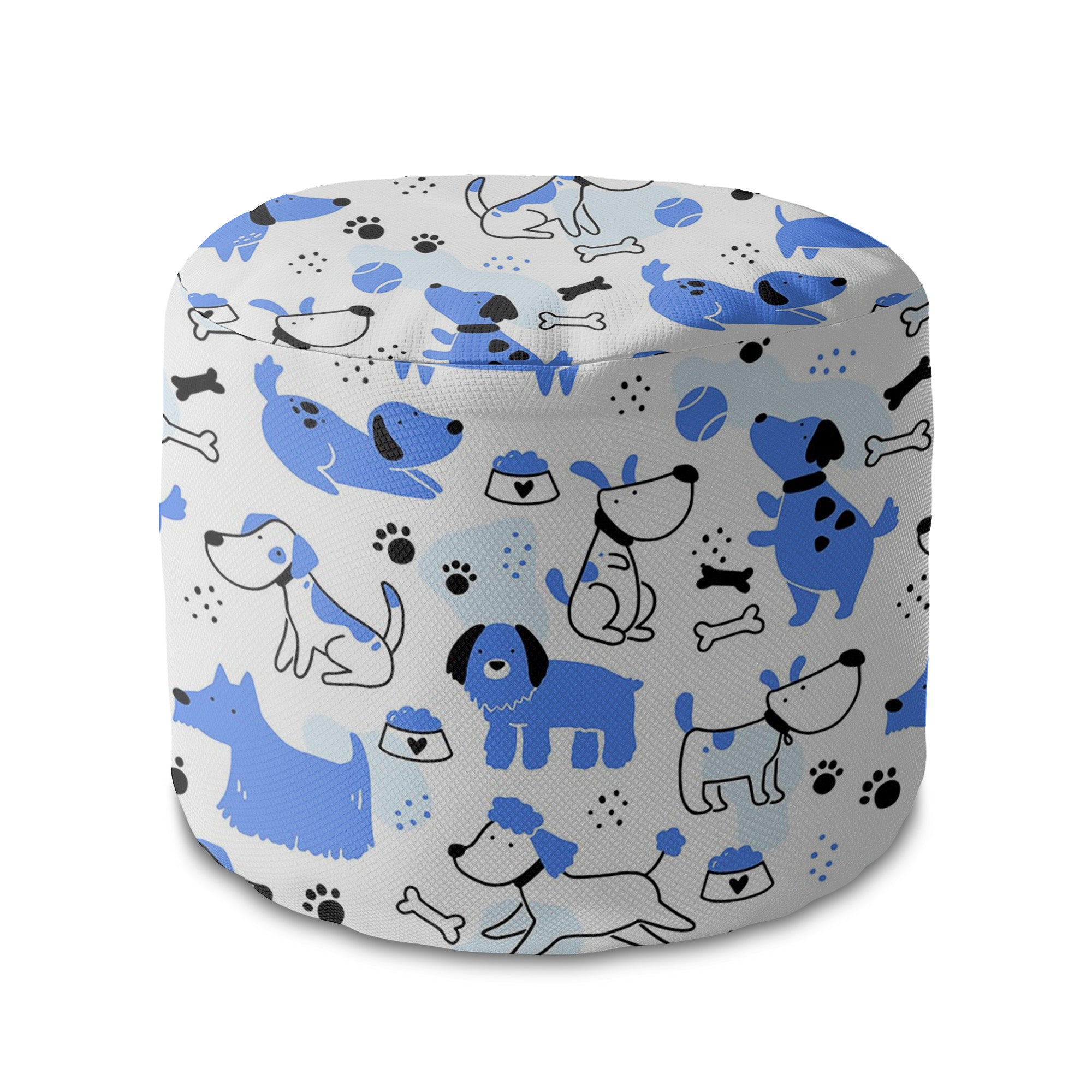 Runder Hocker Fußstütze Blaue Hunde