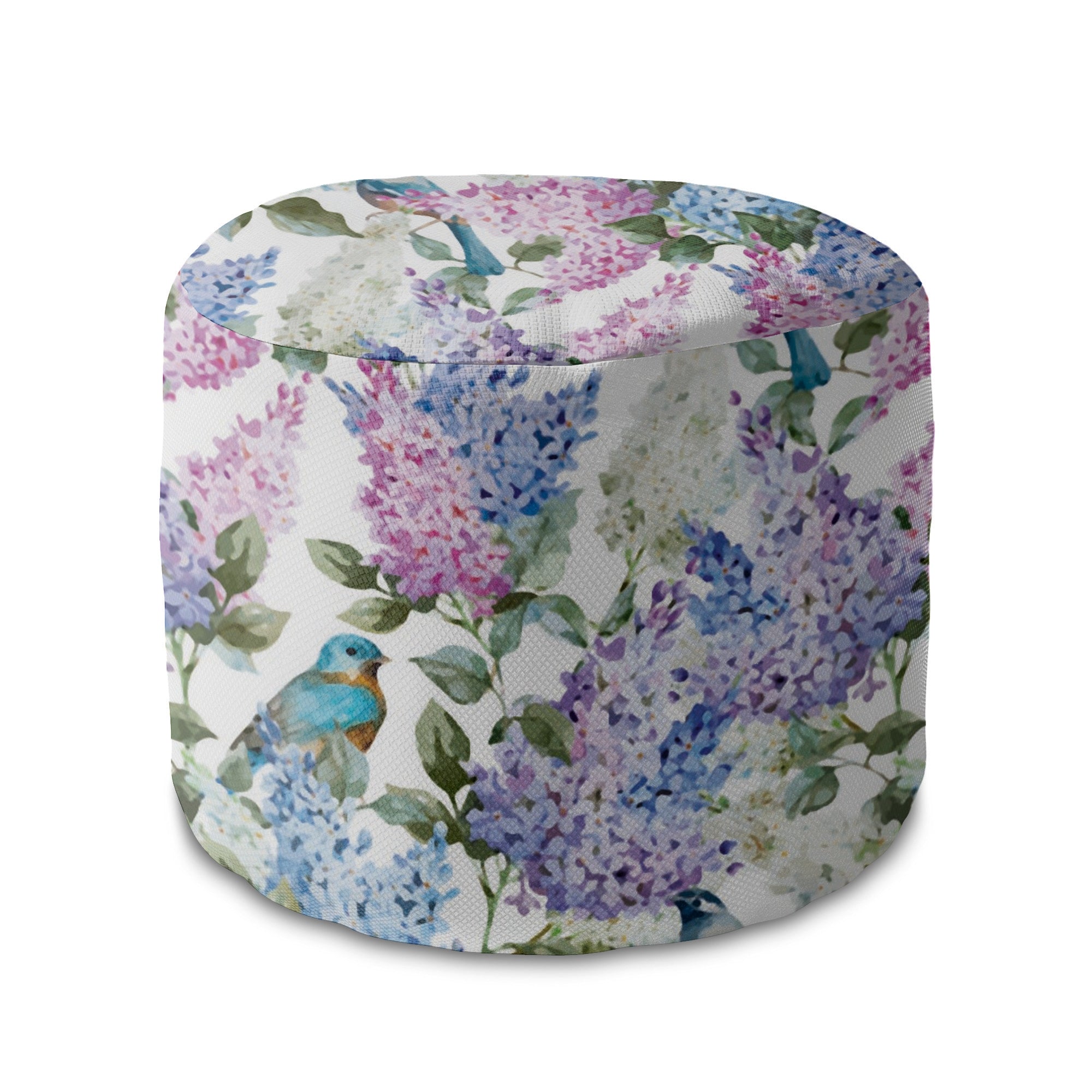 Runder Hocker Fußstütze Vögel in Blumen