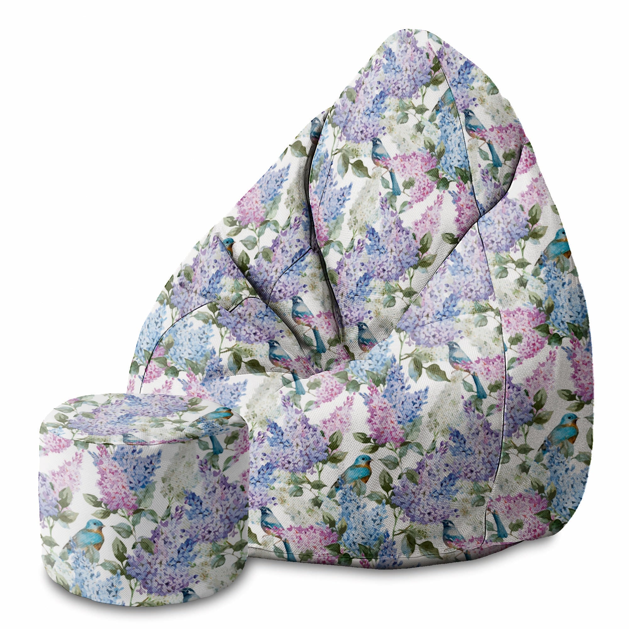 Runder Hocker Fußstütze Vögel in Blumen-Oxford