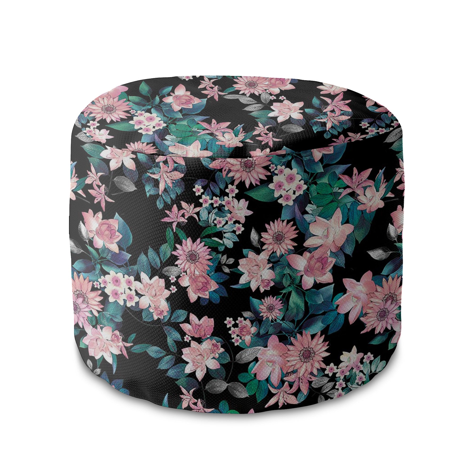 Runder Hocker Fußstütze Dark Botanical Pink