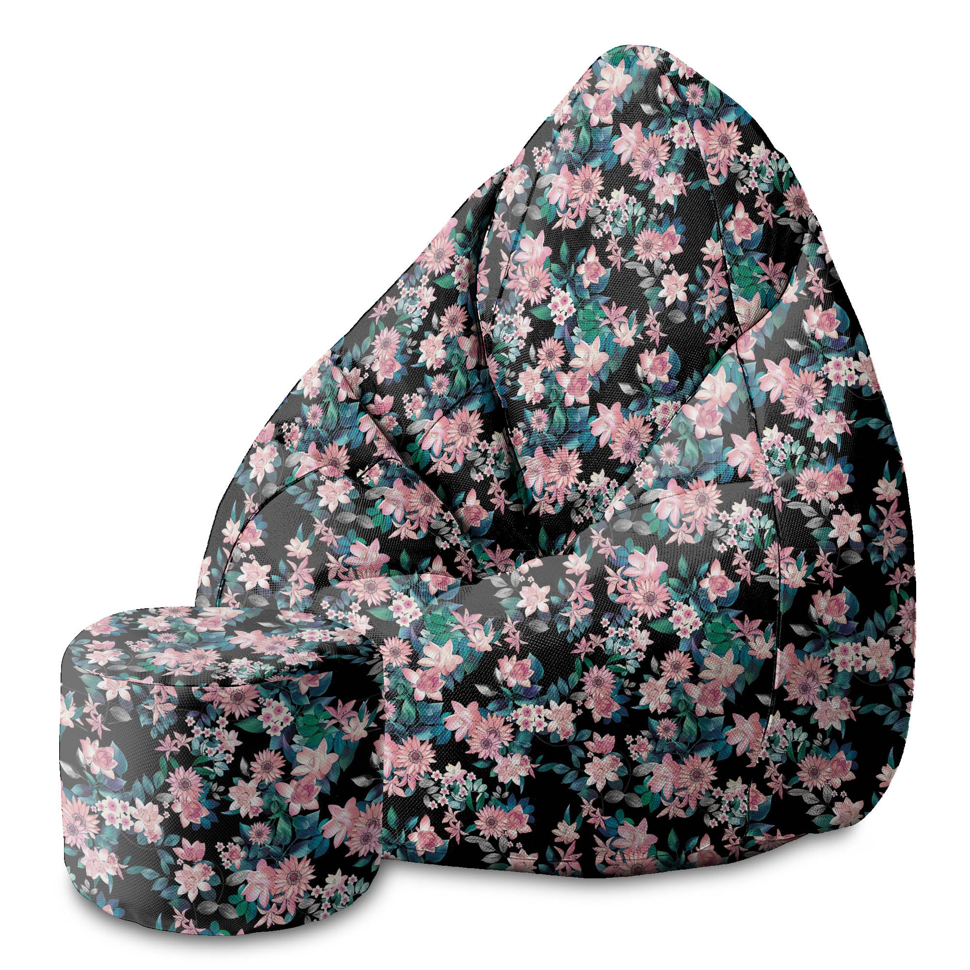 Runder Hocker Fußstütze Dark Botanical Pink-Oxford