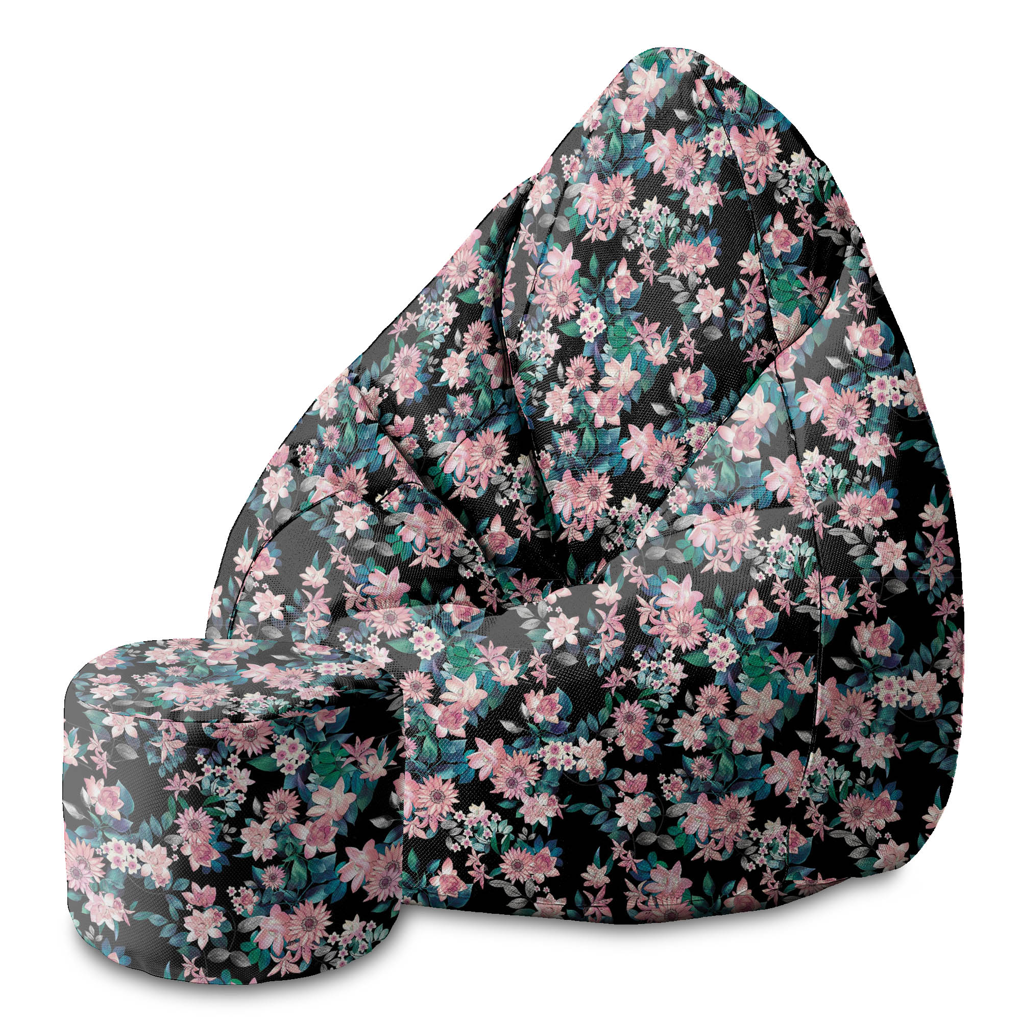 Runder Hocker Fußstütze Dark Botanical Pink