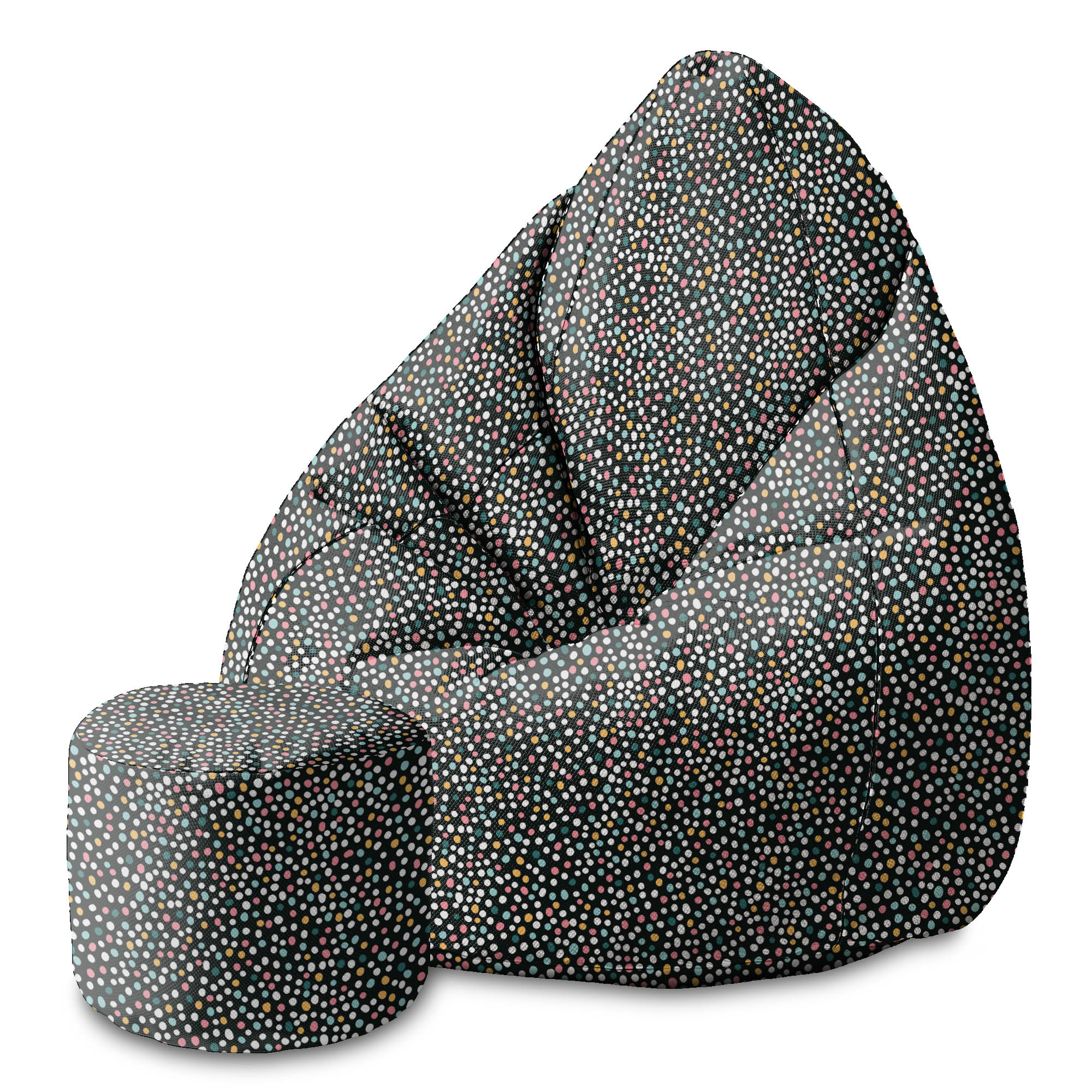 Runder Hocker Fußstütze Mehrfarbige Polka Dots