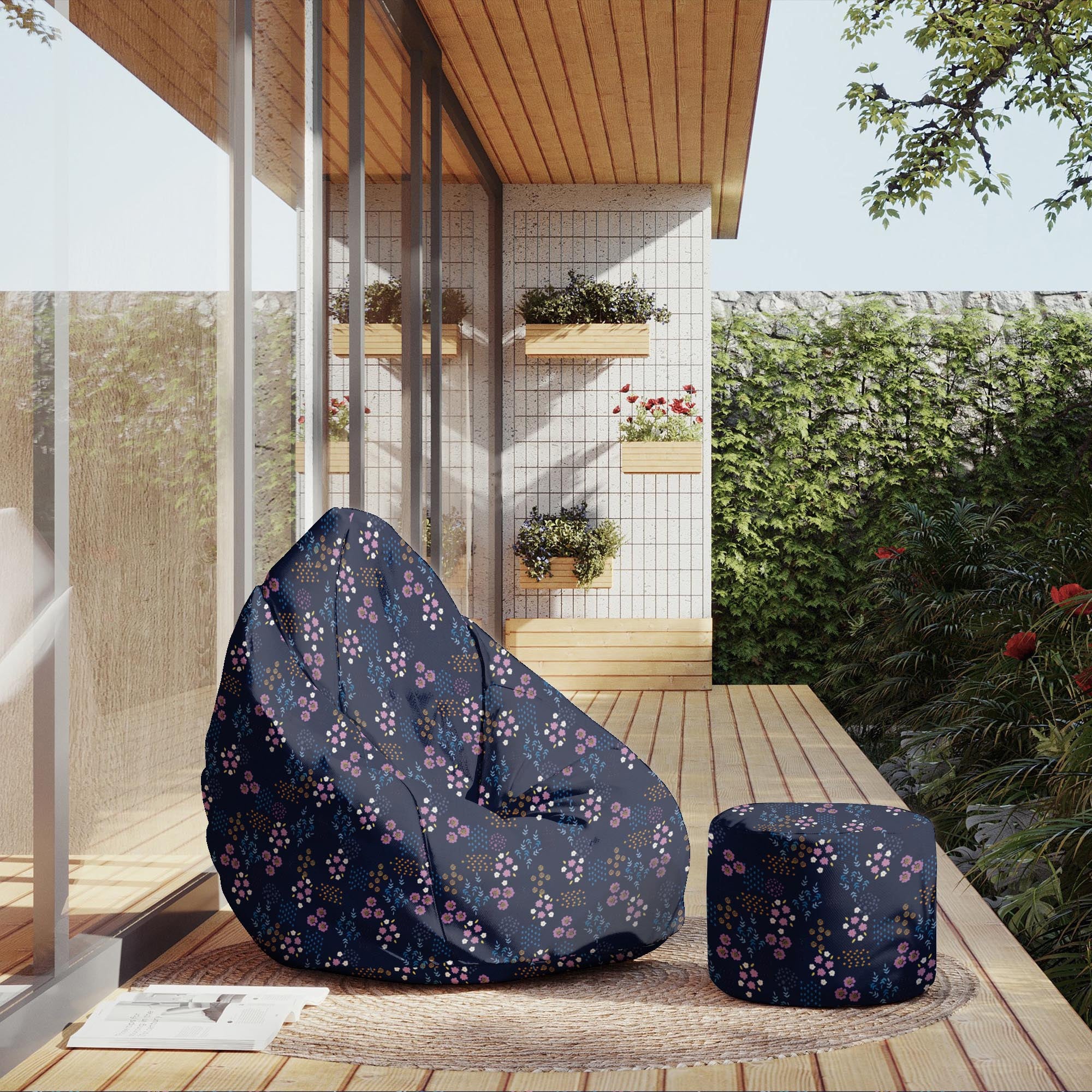 Runder Hocker Fußstütze Geometrische Blume