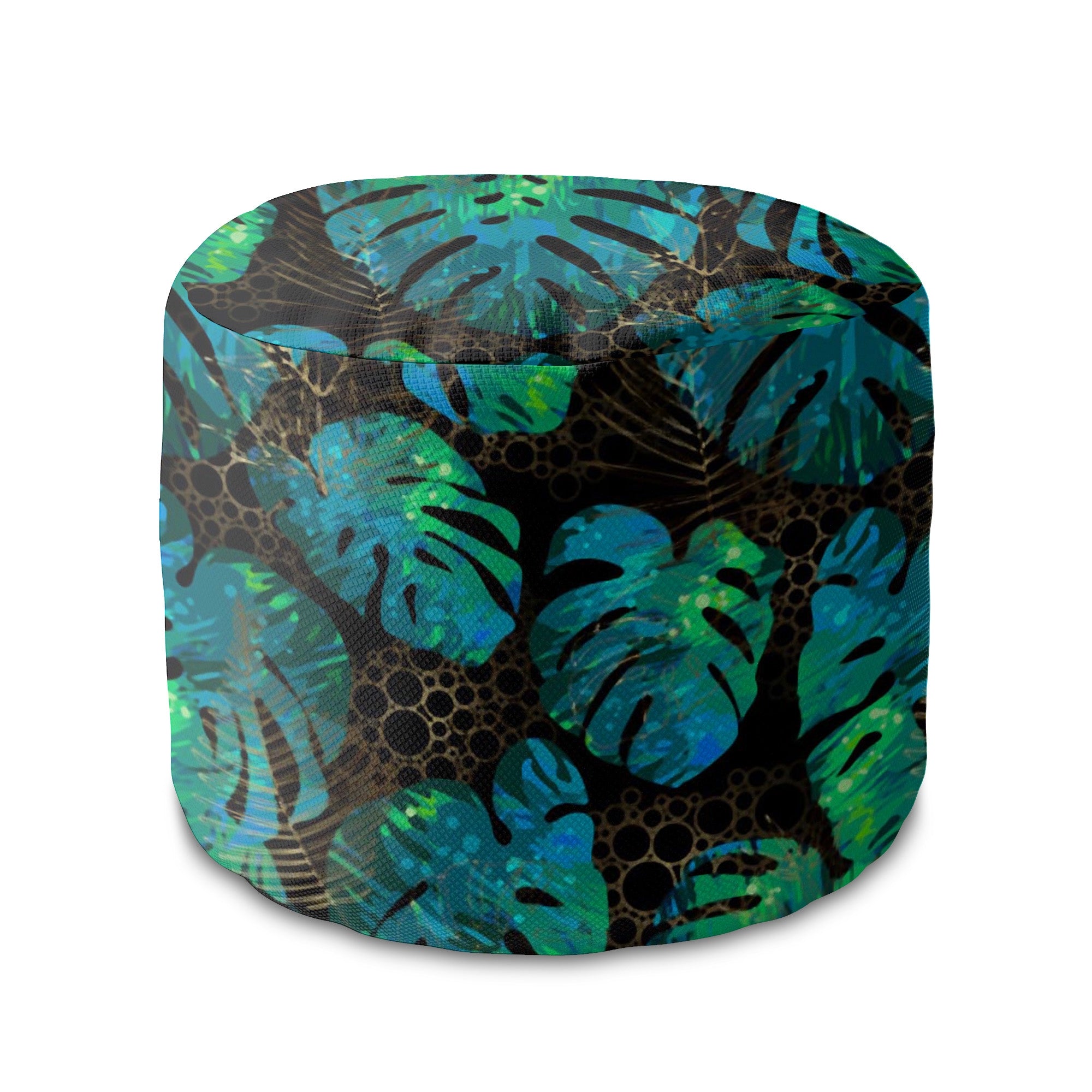 Runder Hocker Fußhocker Sea Green Monstera