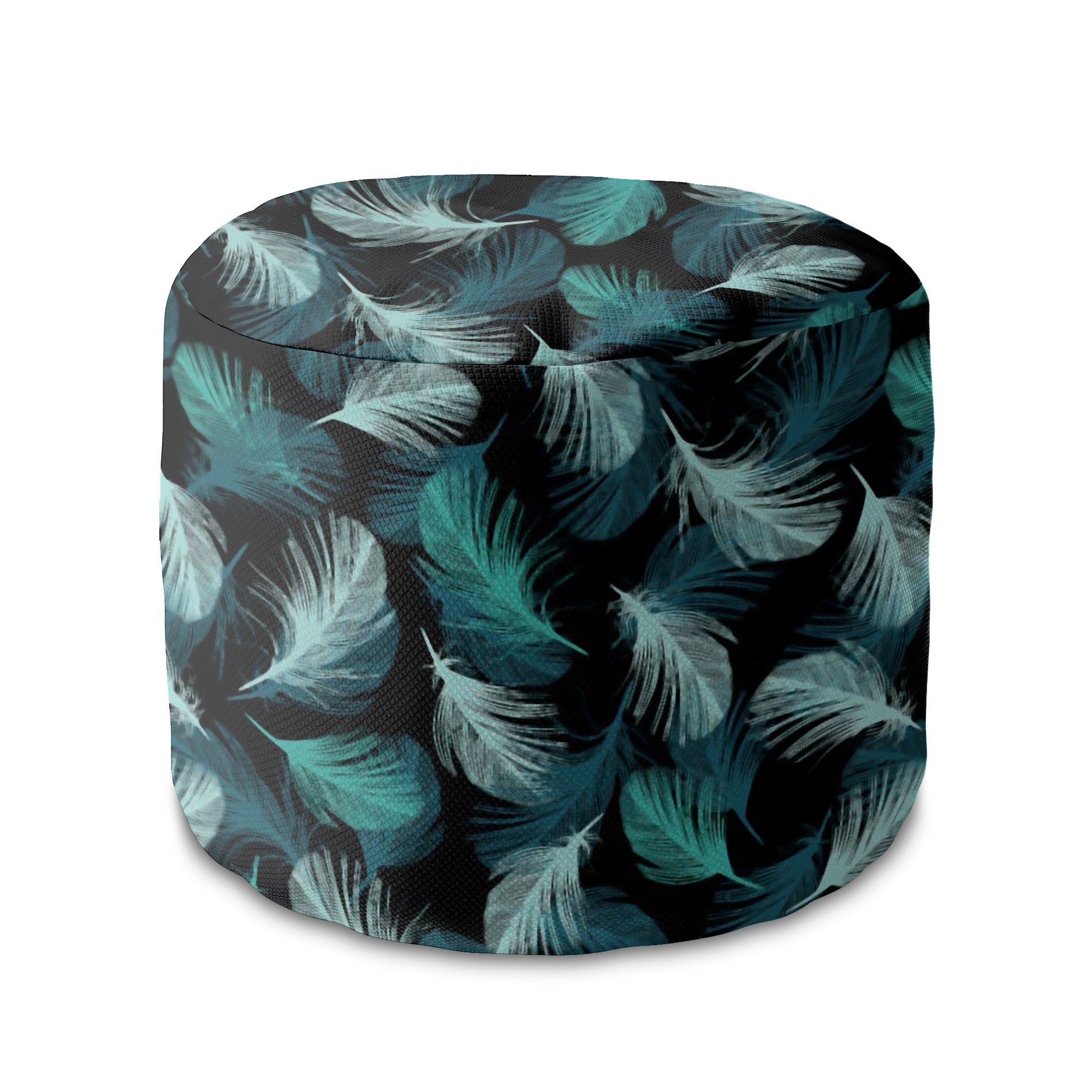 Runder Hocker Fußhocker Turquoise Feathers