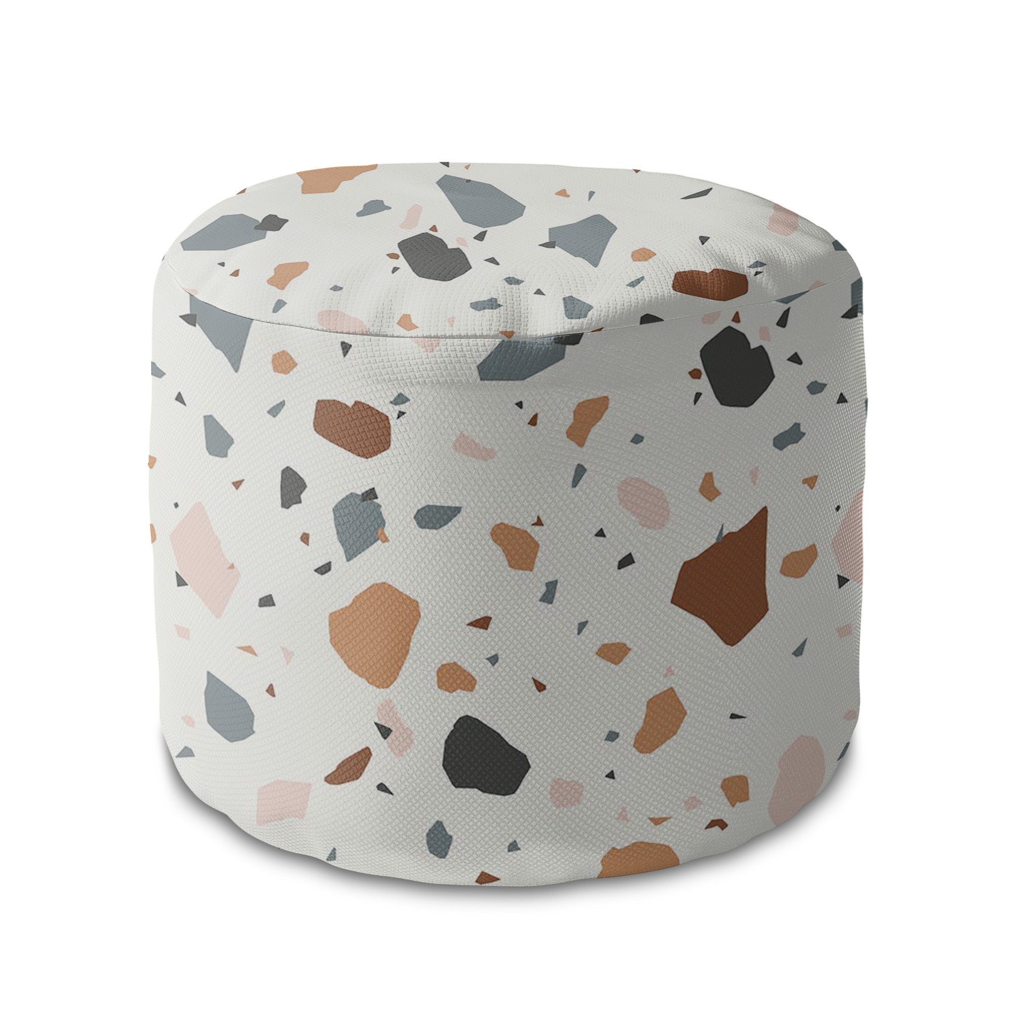 Runder Hocker Fußhocker Ecru Terrazzo