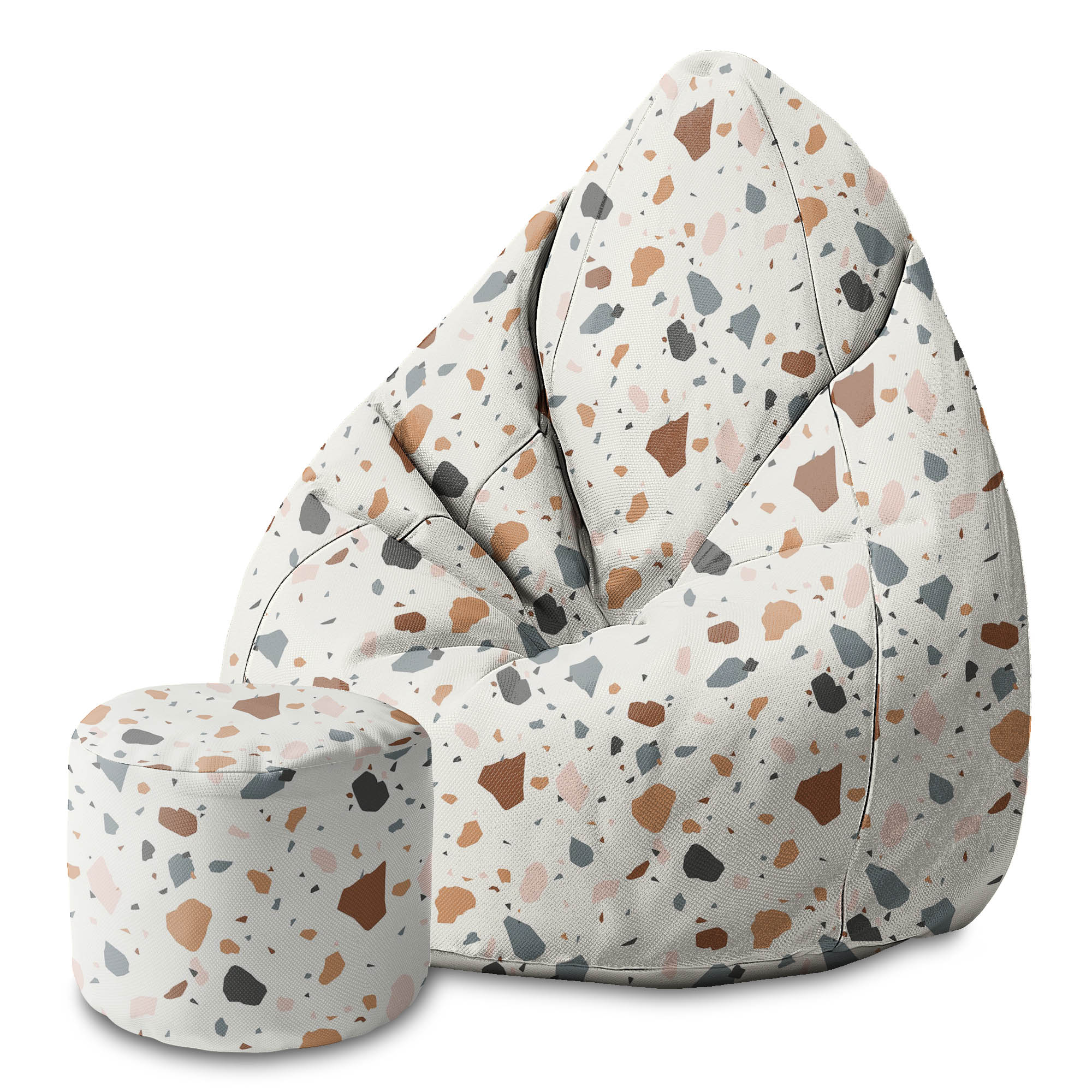 Runder Hocker Fußhocker Ecru Terrazzo-Oxford