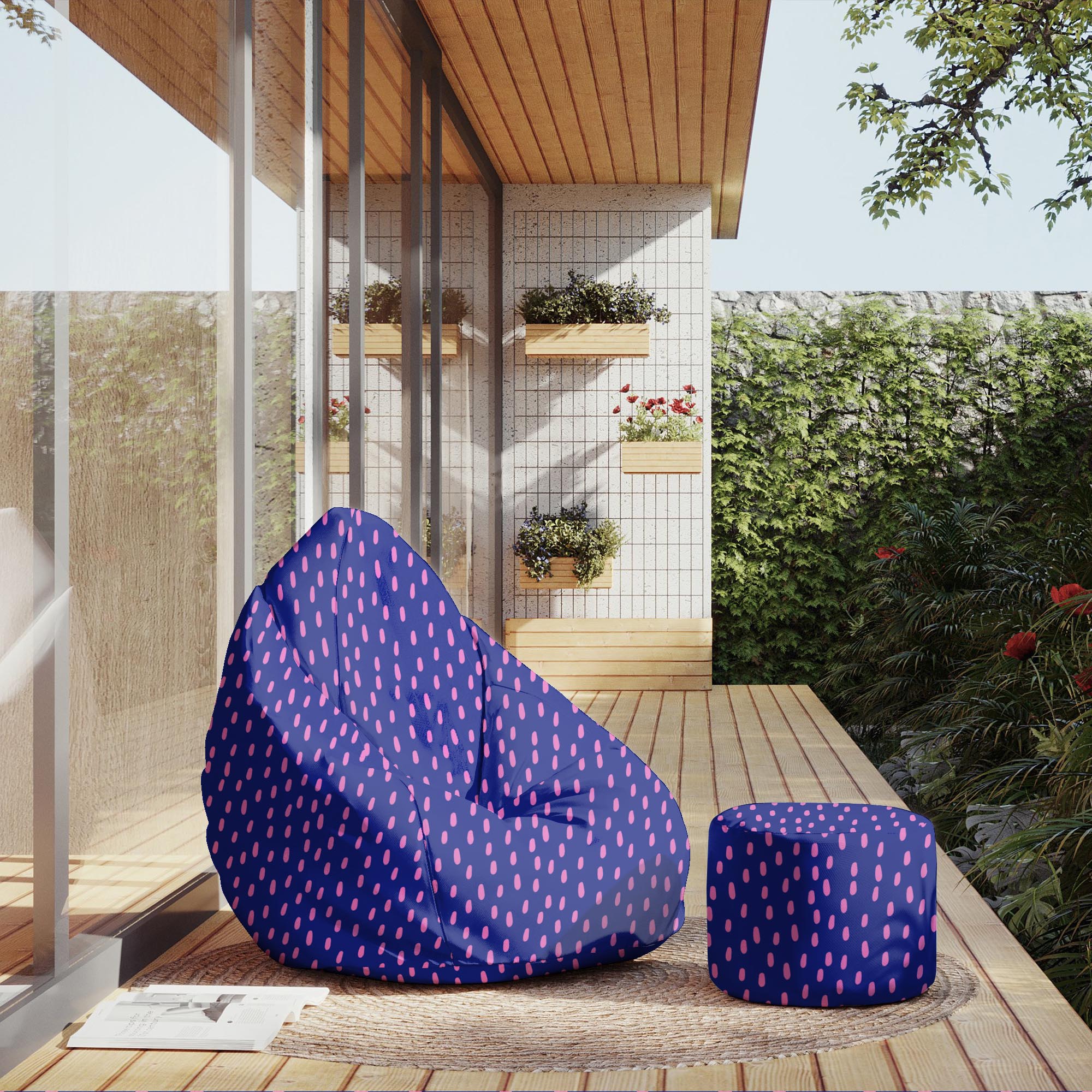 Runder Hocker Fußhocker Pink Spots