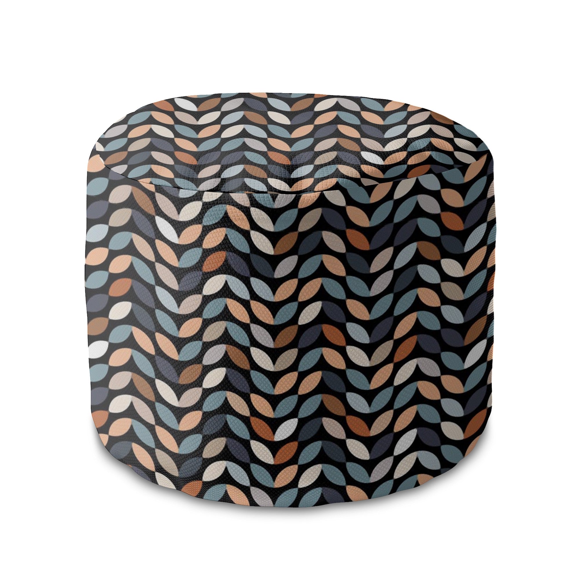 Runder Hocker Fußhocker Retro Black Leaves